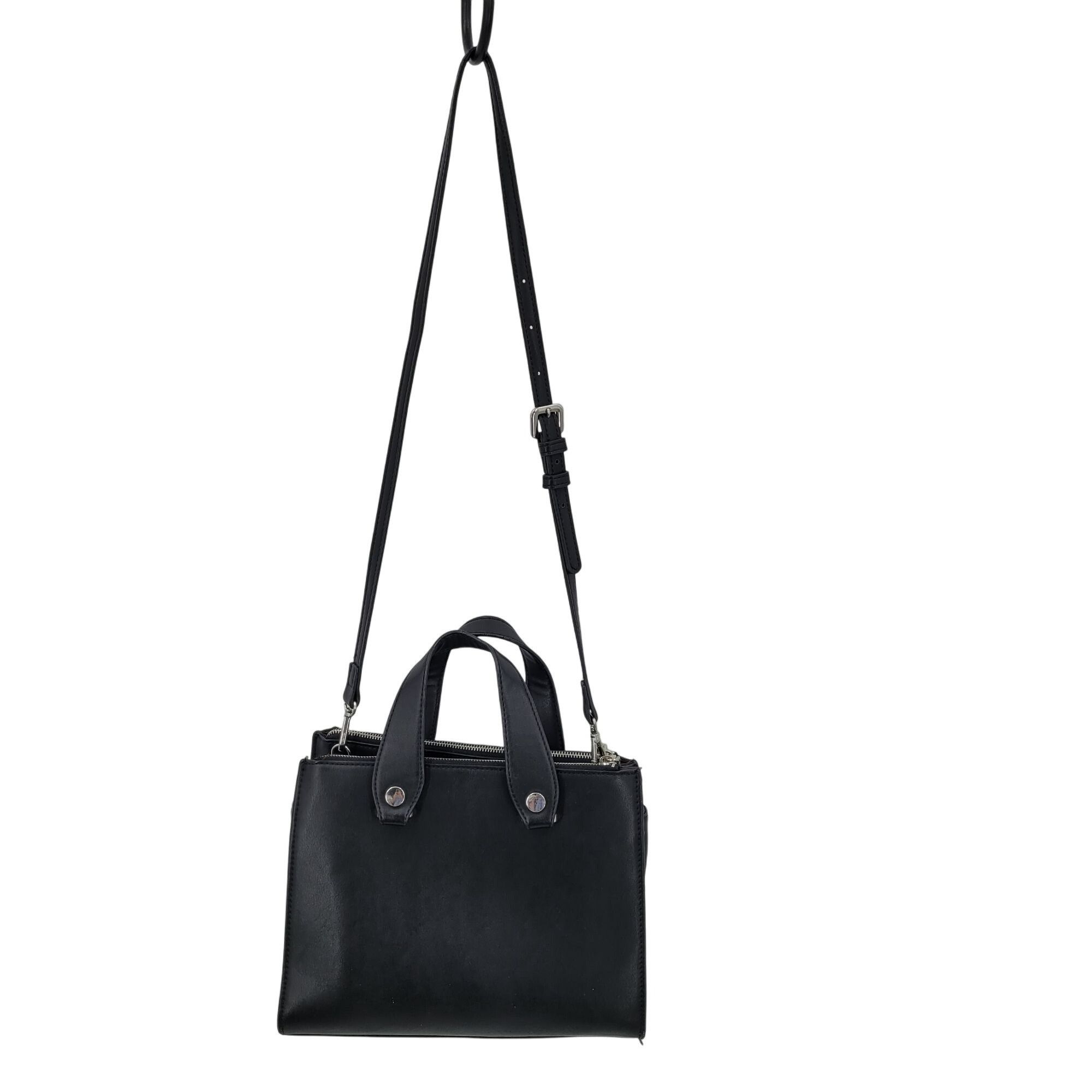 Mango MNG Black Vegan Faux Leather Double Top Handle Crossbody Bag Size ONE SIZE - 17 Thumbnail