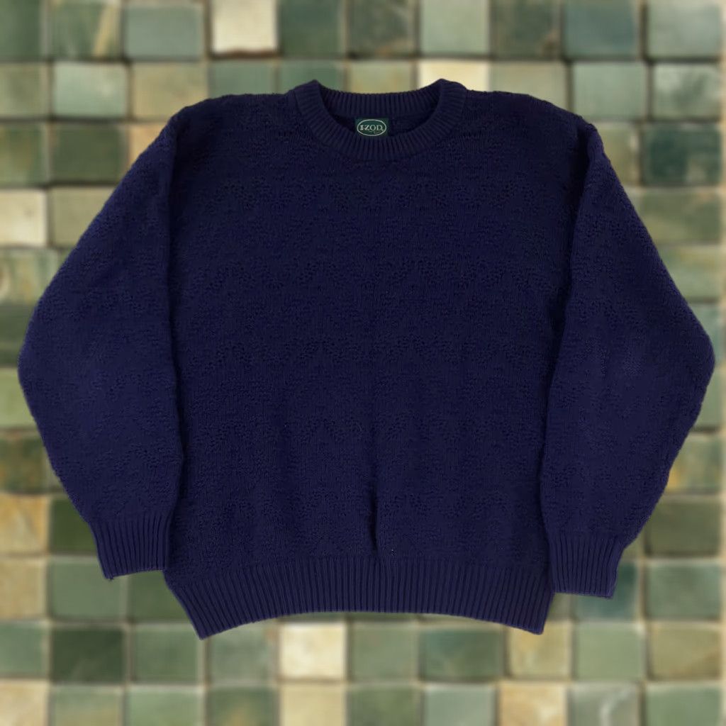 Izod VINTAGE IZOD Sweater Pullover Long Sleeve Cotton Blue Made USA Mens L 90s Mens Blue Pullover Sweatshirt L Size US L / EU 52-54 / 3 - 1 Thumbnail