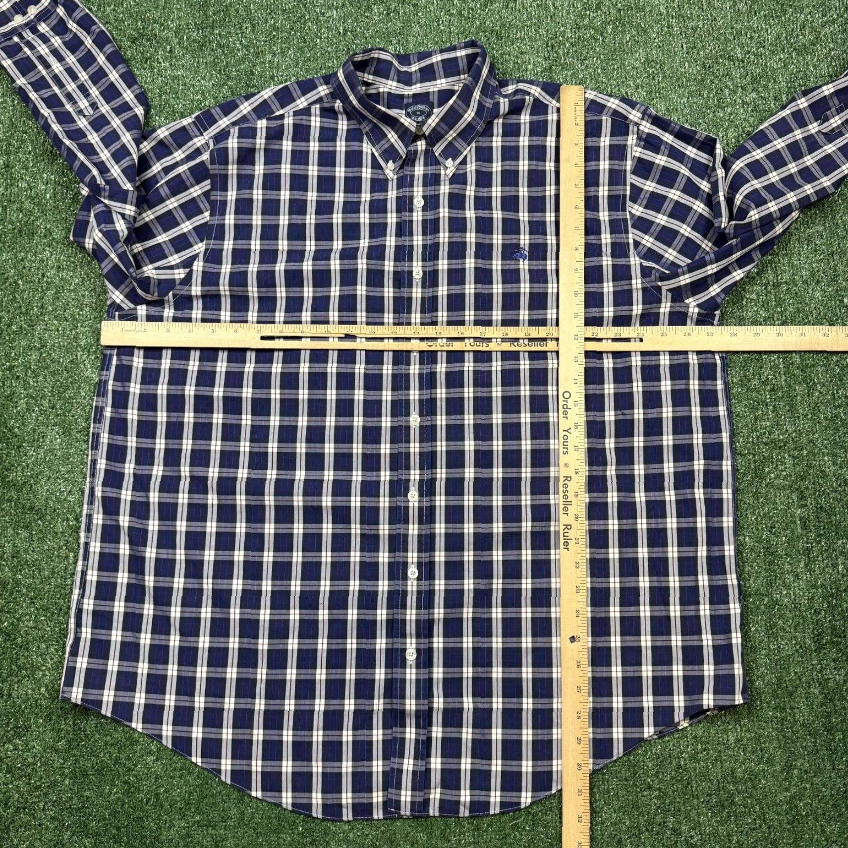Brooks Brothers BROOKS BROTHERS Button-Up Shirt Men 1XL Blue Plaid Long Sleeve Casual Business Read Size US XL / EU 56 / 4 - 7 Thumbnail