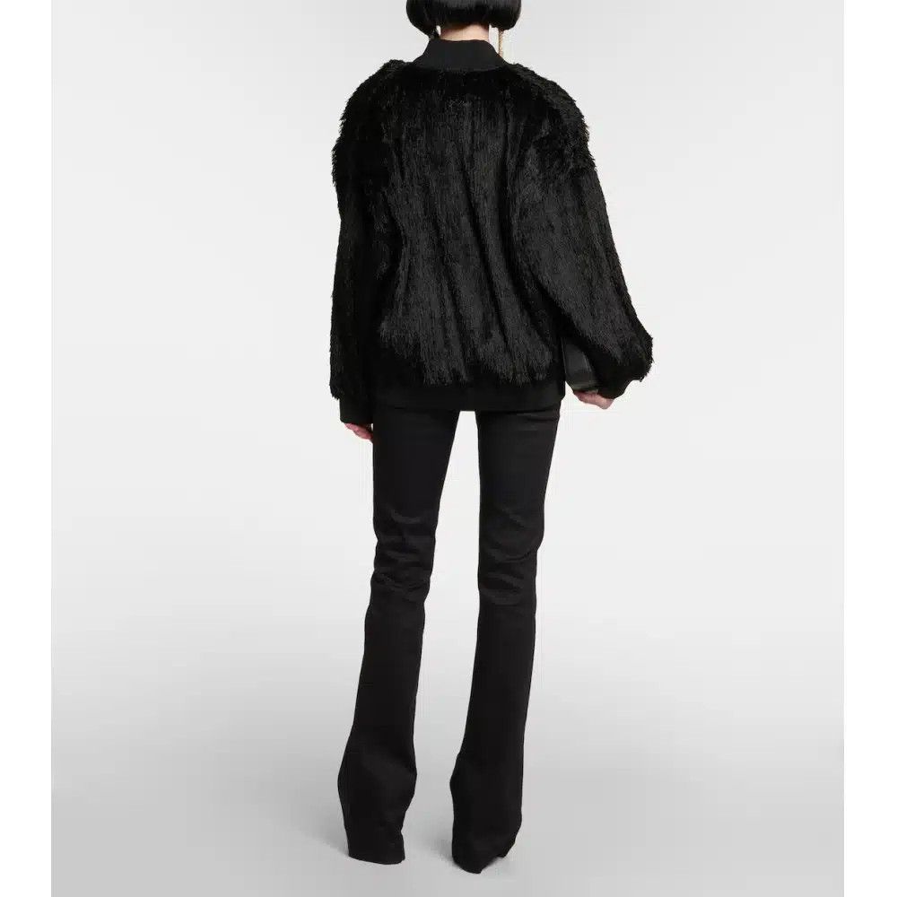 Tom Ford o1loc1c1124 FL0013 Viscose Fake Fur Bomber Jacket Black Size XS / US 0-2 / IT 36-38 - 3 Thumbnail