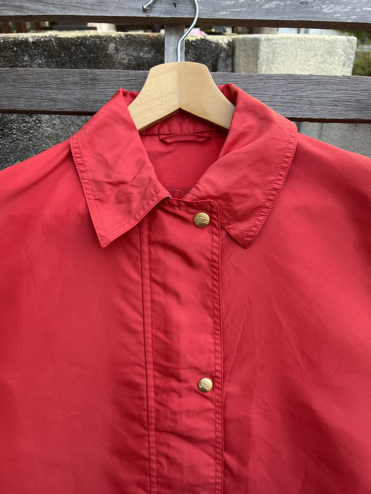 Burberry Burberry Red Button Jacket – Lightweight Casual Outerwear Size M / US 6-8 / IT 42-44 - 4 Thumbnail