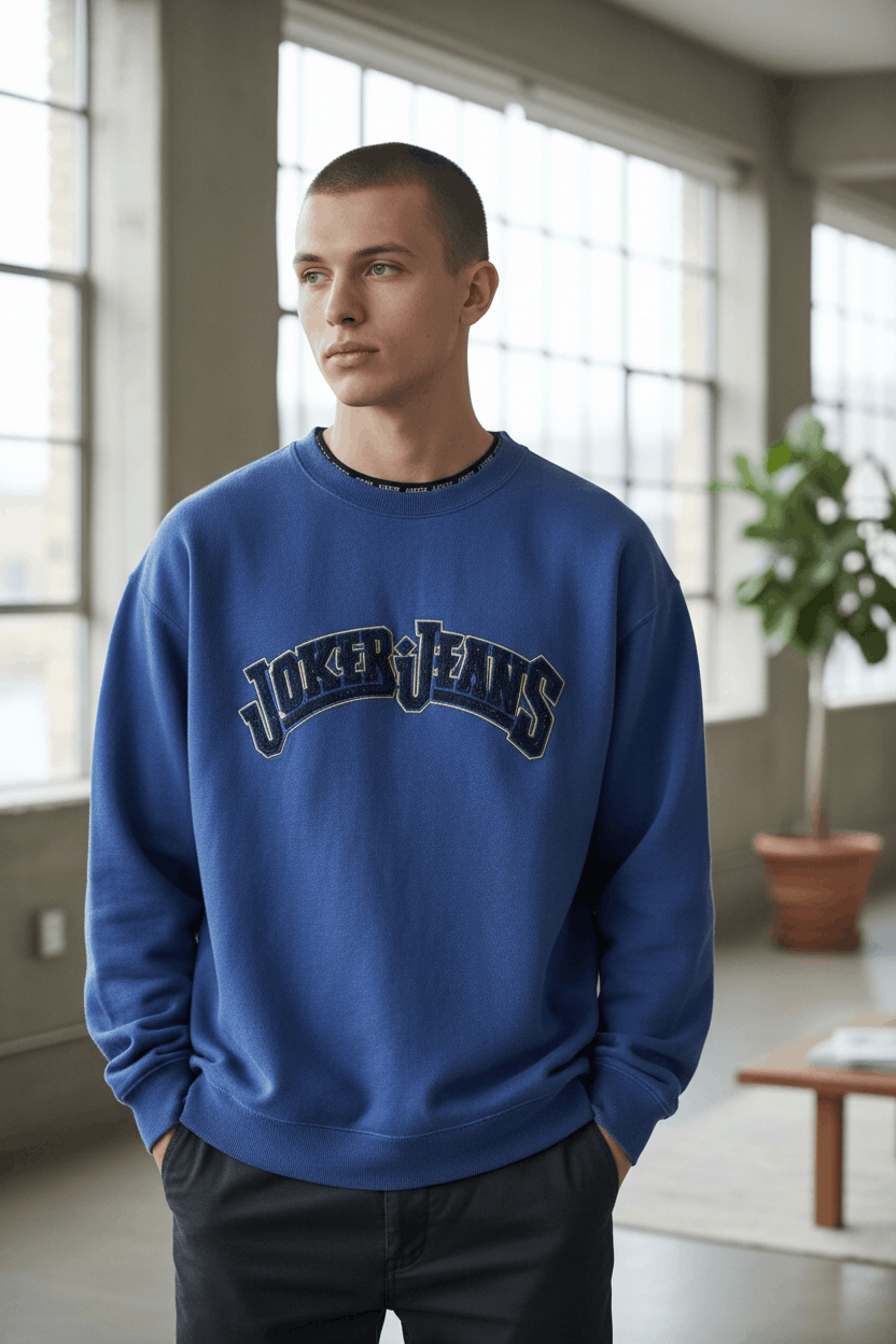 Vintage Vintage 90's JOKER JEANS Big Logo Sweatshirts Size US XL / EU 56 / 4 - 1 Thumbnail