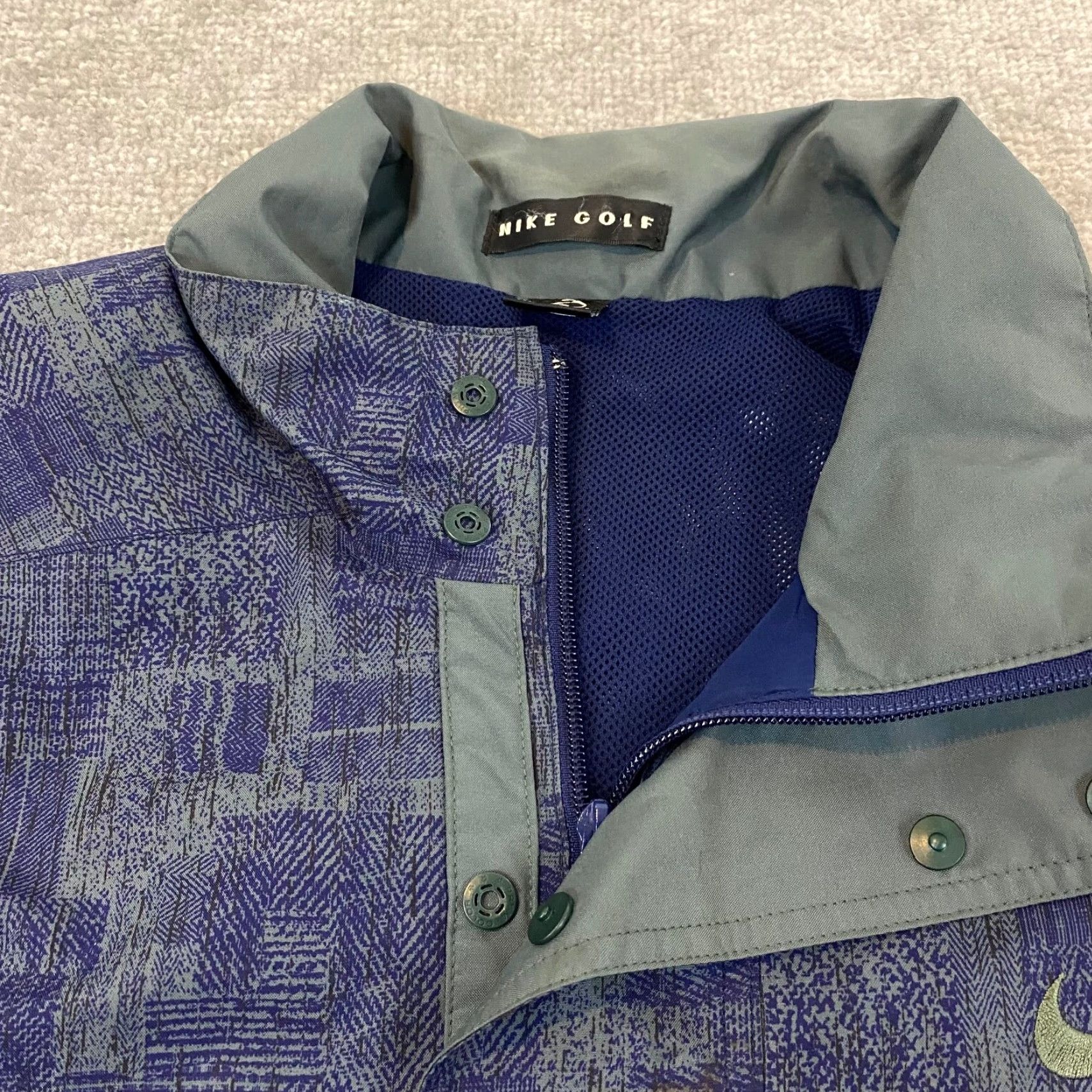 Nike VINTAGE Nike Storm-FIT Jacket Men L Gray Blue 1/2 Zip Snap Pullover Long Sleeve Golf Exterior Logo Pockets Geometric Size US L / EU 52-54 / 3 - 4 Thumbnail