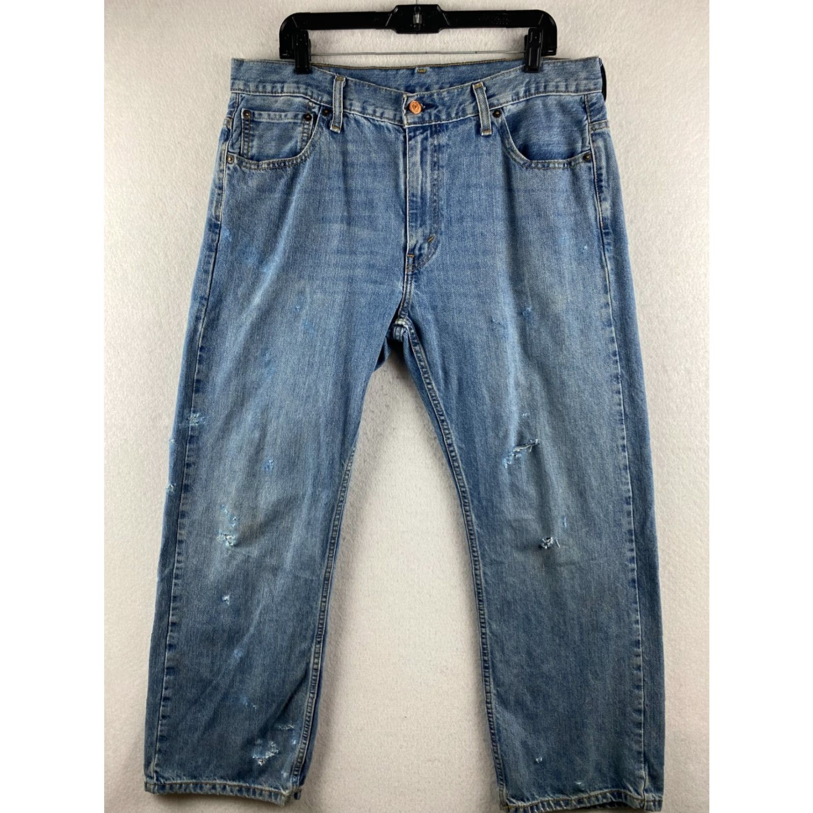 Levi's Levi's 569 Jeans Mens 36 x 30 Blue Distressed Straight Regular Baggy Mid Rise Denim 5-Pocket Modern Adults Mens Size US 36 / EU 52 - 2 Thumbnail