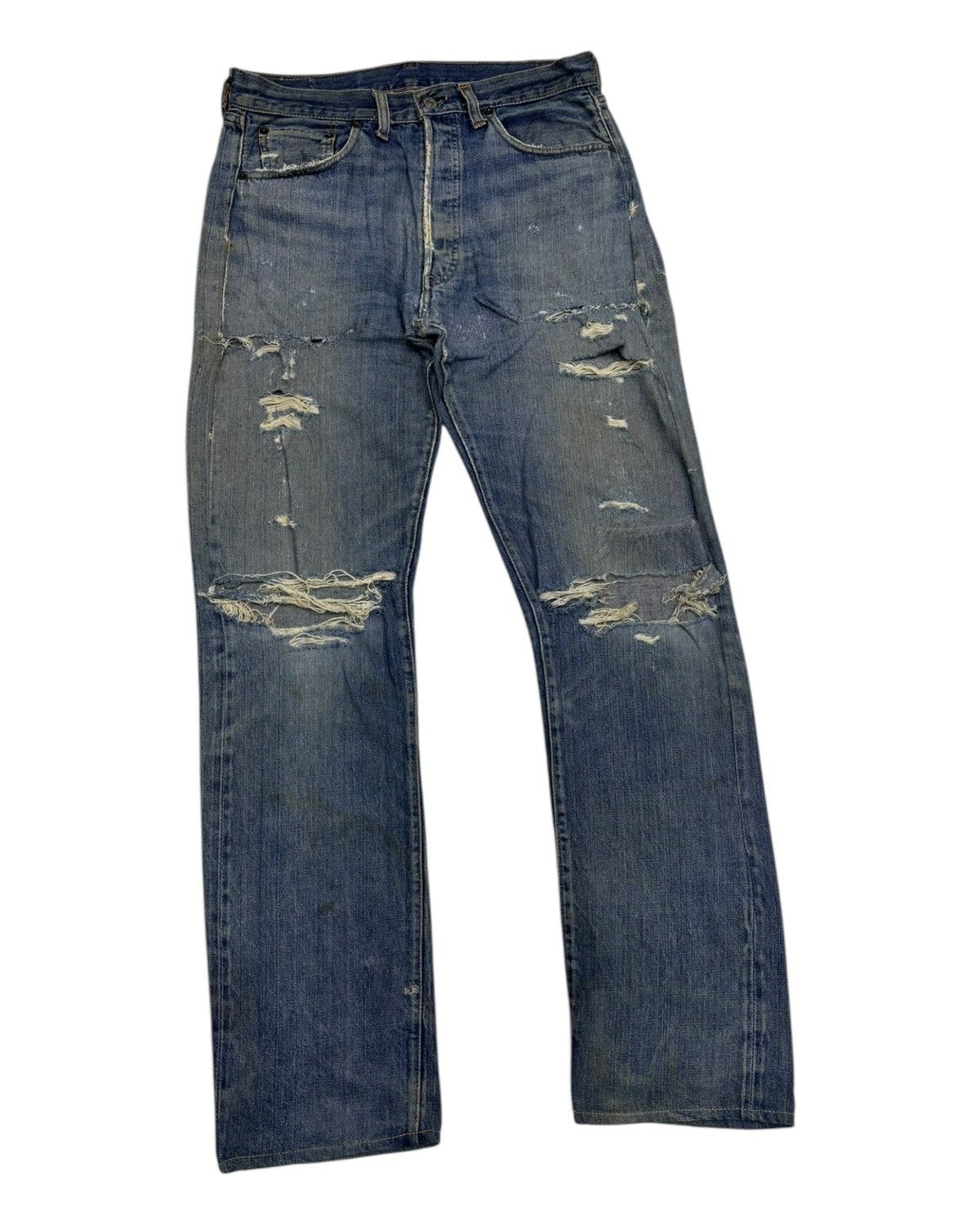 Levi's 70s LEVI'S 501 BIG E button No 6 THRASHED DISTRESSED DENIM Size US 32 / EU 48 - 8 Thumbnail