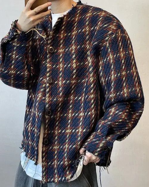 VIBE Vintage Street y2k Striped Plaid Loose Casual Jacket Coat Size US XL / EU 56 / 4 - 1 Thumbnail