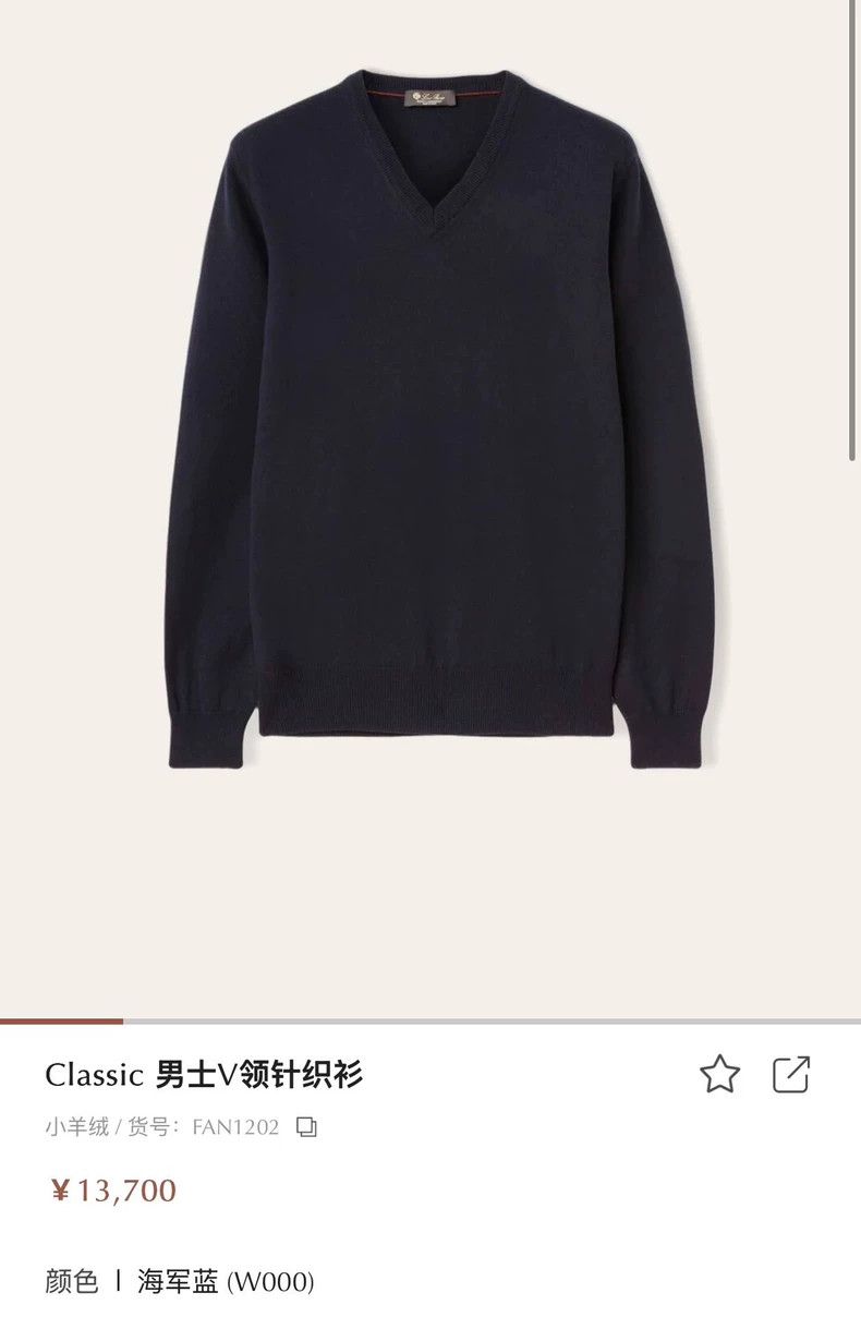 Loro Piana LORO PIANA Navy blue 100% cashmere fabric V-neck long slee Size US M / EU 48-50 / 2 - 4 Thumbnail