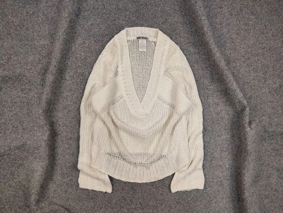 Issey Miyake Vintage 90s Issey Miyake Japan Linen Blend Mech Knit Sweater Size S / US 4 / IT 40 - 1 Thumbnail