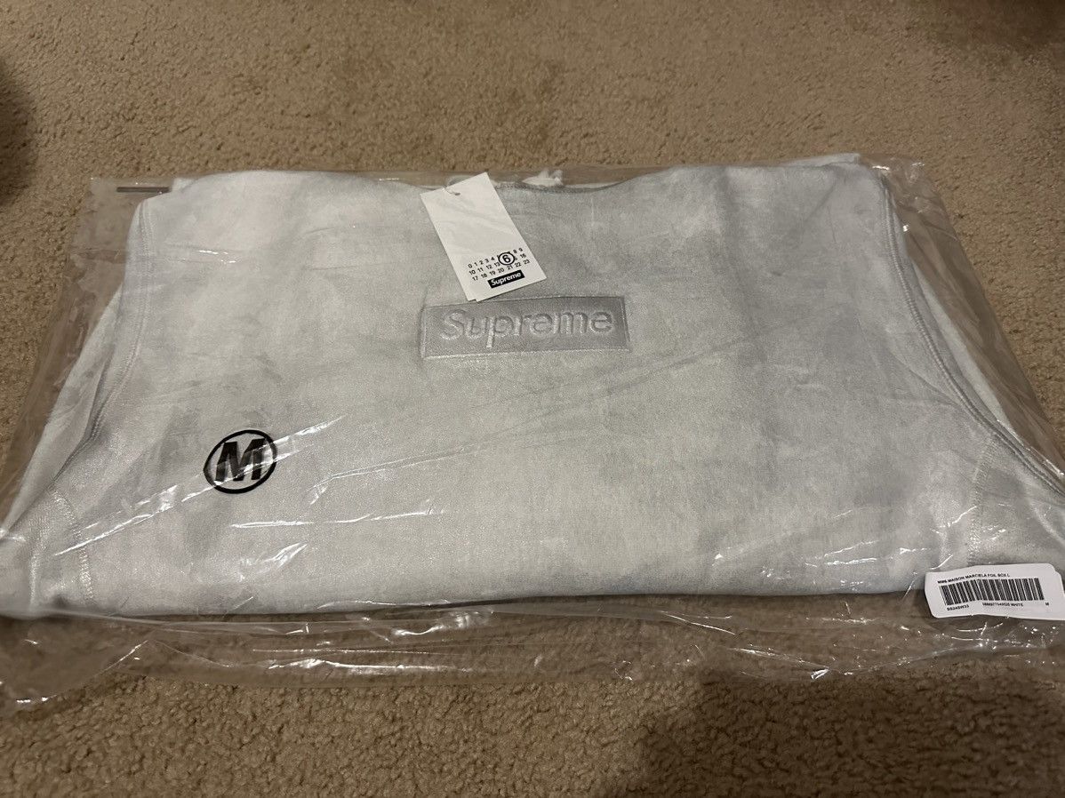 image of Maison Margiela x Supreme Margiela Box Logo Hoodie in Grey, Men's (Size Medium)