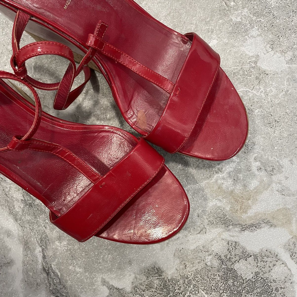 Prada × Vintage 39 PRADA Miu shoes Coral Pink Patent slip Slingback sandals Size US 9 / IT 39 - 6 Thumbnail