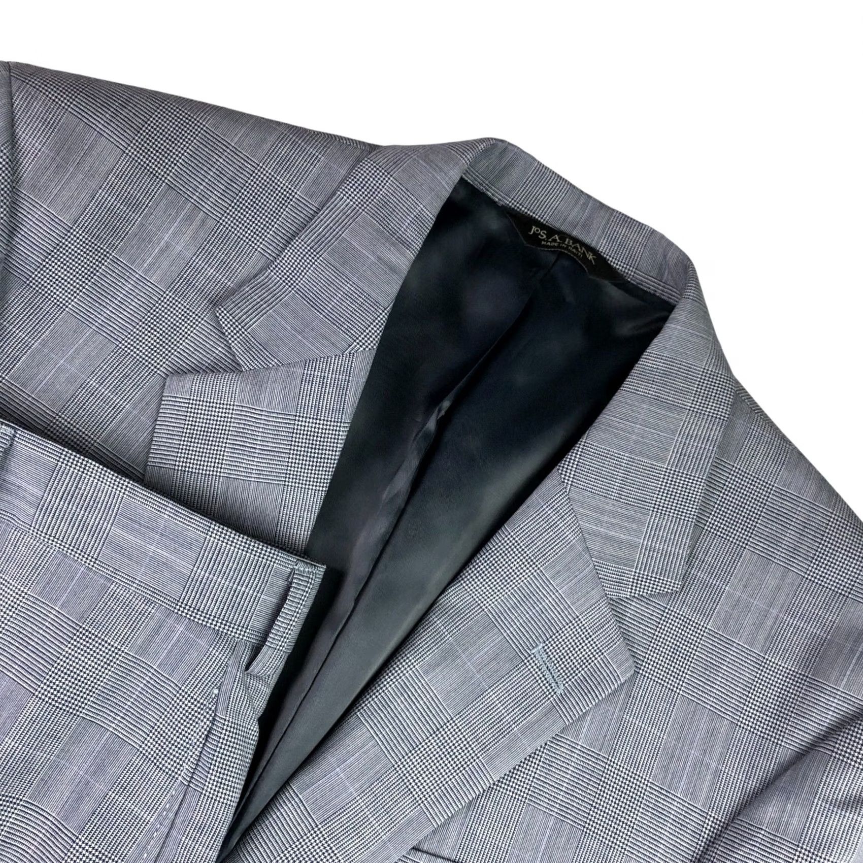 Jos. A. Bank Jos A Bank Men's Wool 2-Button Suit Blue Glen Plaid 40 Long | 34x28 Suit Mens Wool Glen Plaid Blue 2-Button Size 34R - 2 Thumbnail