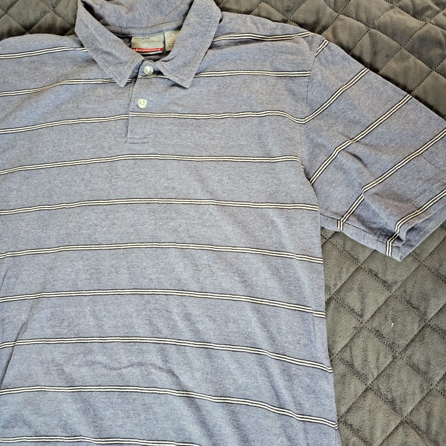 Vintage Aéropostale A87 Polo Shirt Slim Fit Short Sleeve Blue Stripe Men M Casual Shirt Size US M / EU 48-50 / 2 - 3 Thumbnail