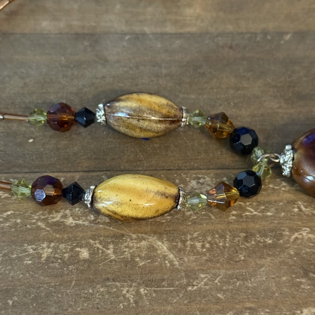 Other You and I brown glass bead drop pendant statement necklace Size ONE SIZE - 4 Thumbnail