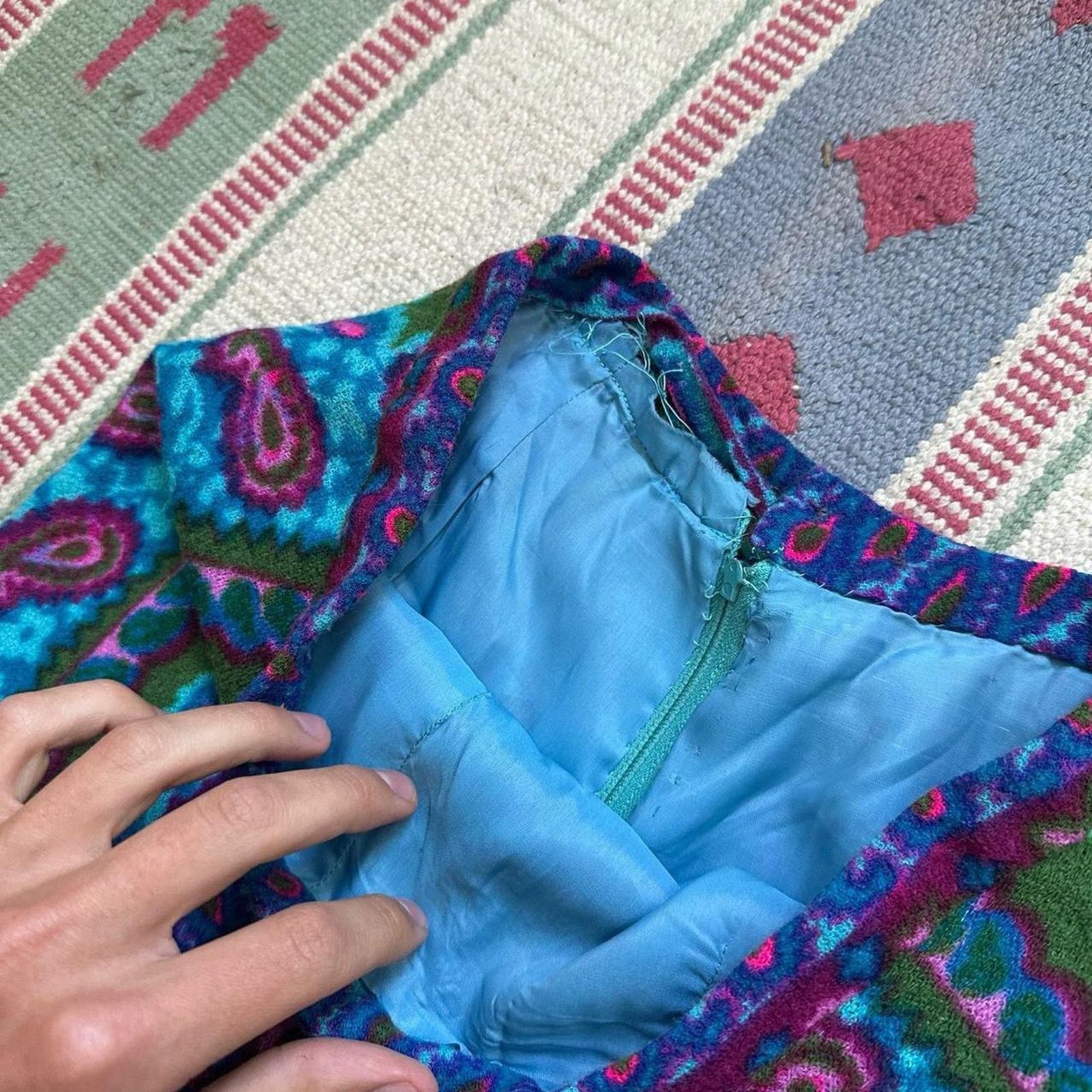Vintage Vintage 70s Hippy Disco Hi Waist Blue Bell Bottom Flare Size 26" / US 2 / IT 38 - 5 Thumbnail