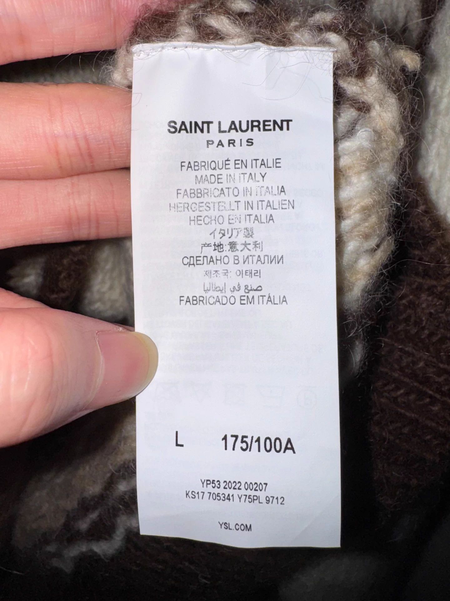 Saint Laurent Paris Saint Laurent 22fw Fair Isle crewneck cream/brown/oatmeal L Size US L / EU 52-54 / 3 - 7 Thumbnail