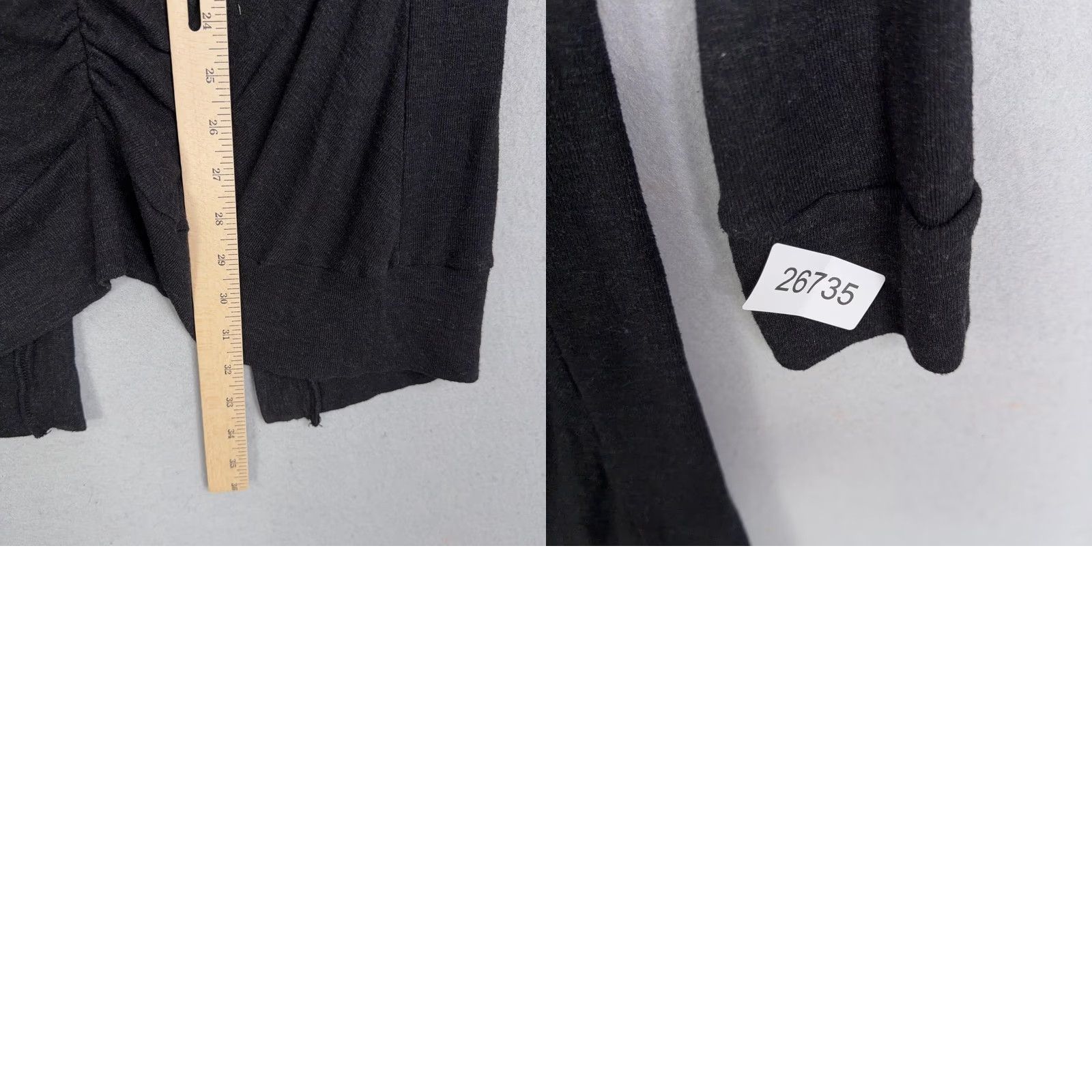 MONROW Monrow Cardigan Sweater Womens XS Black Ruched Back Open Front Lightweight 3/4 Sleeve Zipper Casual Fall All Seasons Womens Size XS / US 0-2 / IT 36-38 - 8 Thumbnail