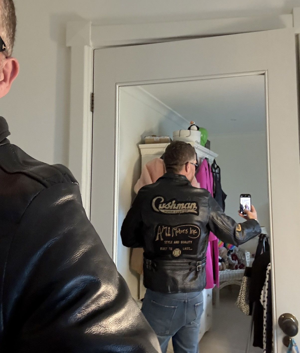 AMI A.M.I vintage leather patches motorcycle jacket rare oil Size US L / EU 52-54 / 3 - 9 Thumbnail