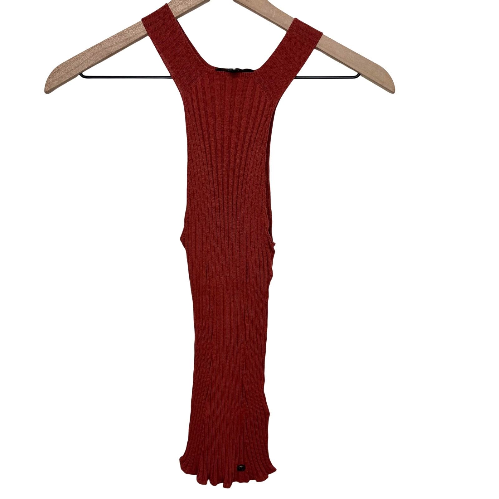 Ted Baker Ted Baker London Feoniix Knitted Halterneck Top Dark Red Rib Size S / US 4 / IT 40 - 3 Thumbnail