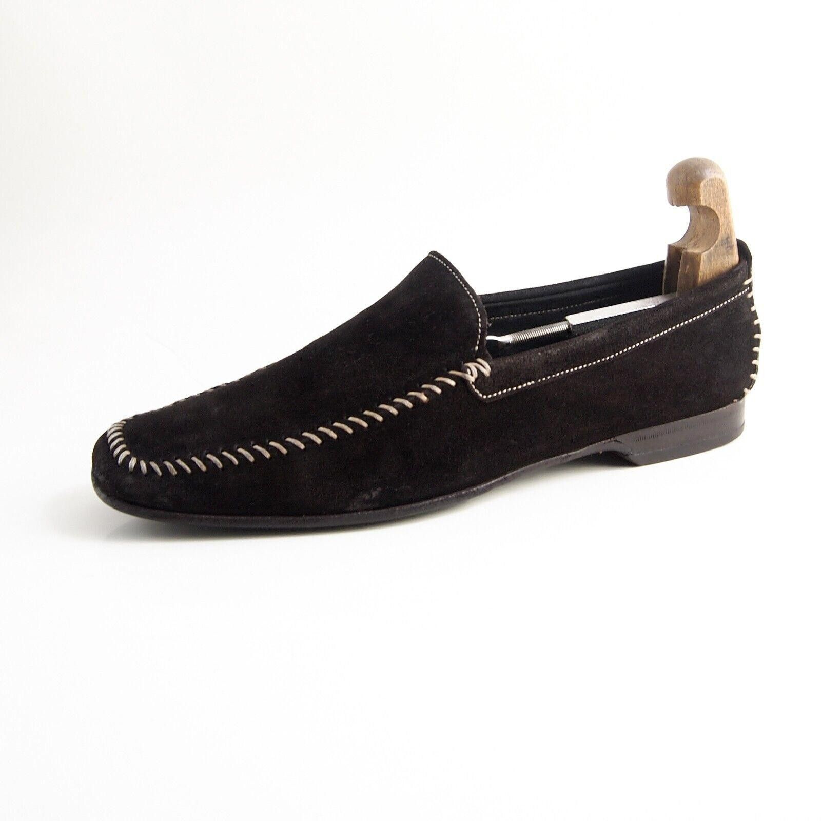 Santoni Loafers Brown Suede Mens EU 43.5 US 10.5 F