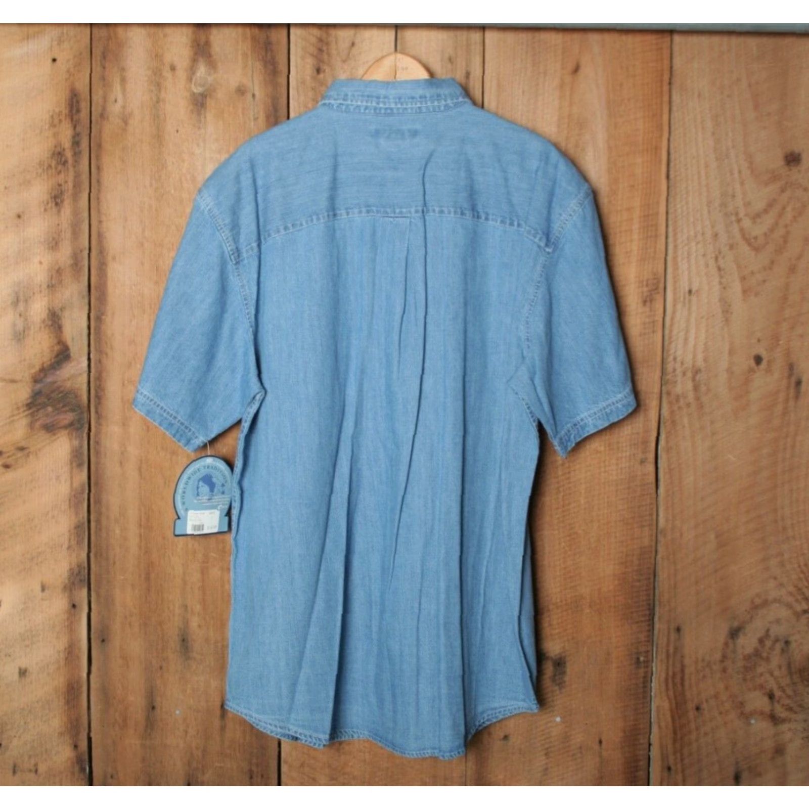 Cherokee VINTAGE Cherokee Denim Short Sleeve Button-Up Shirt L Blue 90s Mens Shirt Beige Tag Size Large Size US L / EU 52-54 / 3 - 4 Thumbnail