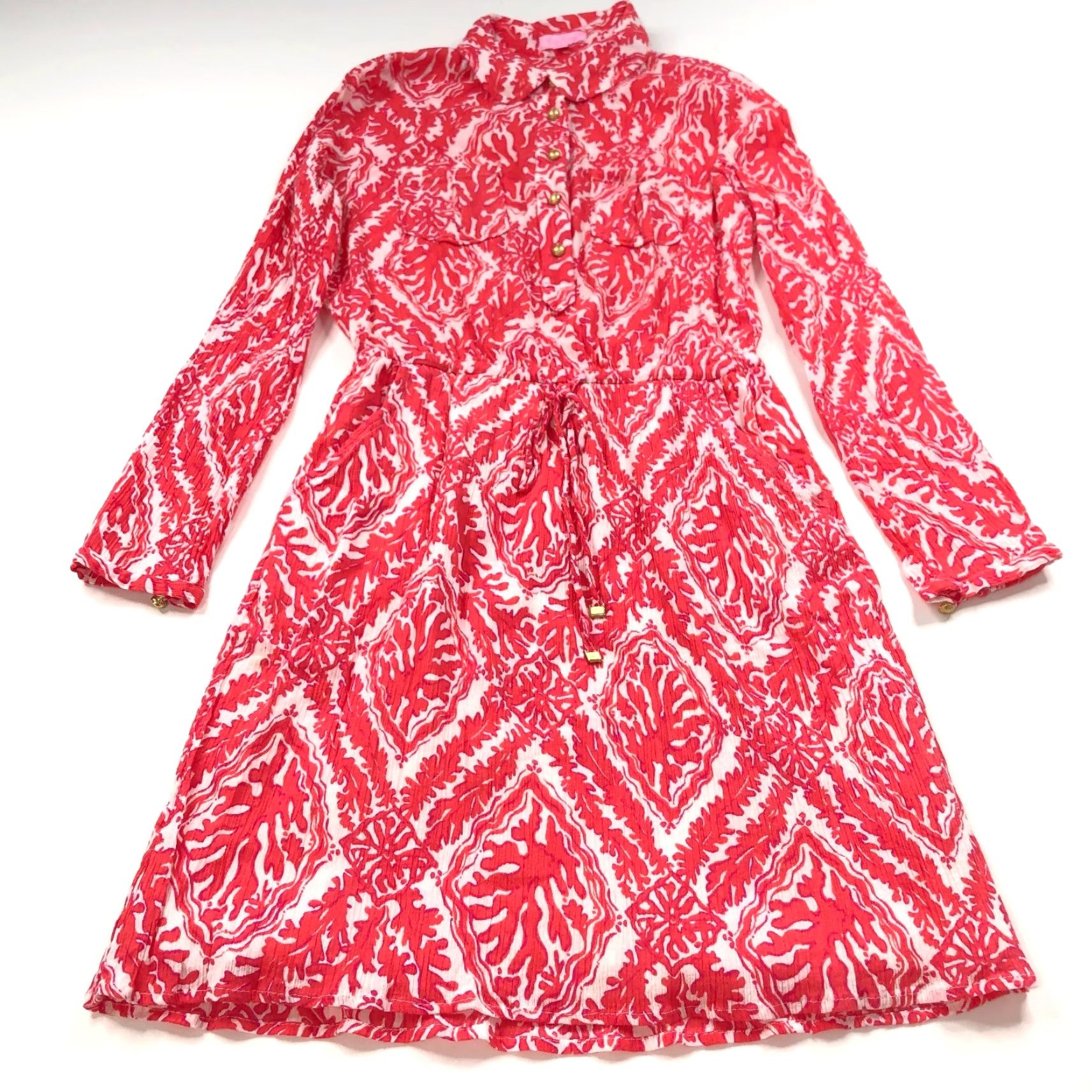 Lilly Pulitzer Lilly Pulitzer 4 Seersucker Textured Mini Above Knee Dress Pink Size S / US 4 / IT 40 - 2 Thumbnail