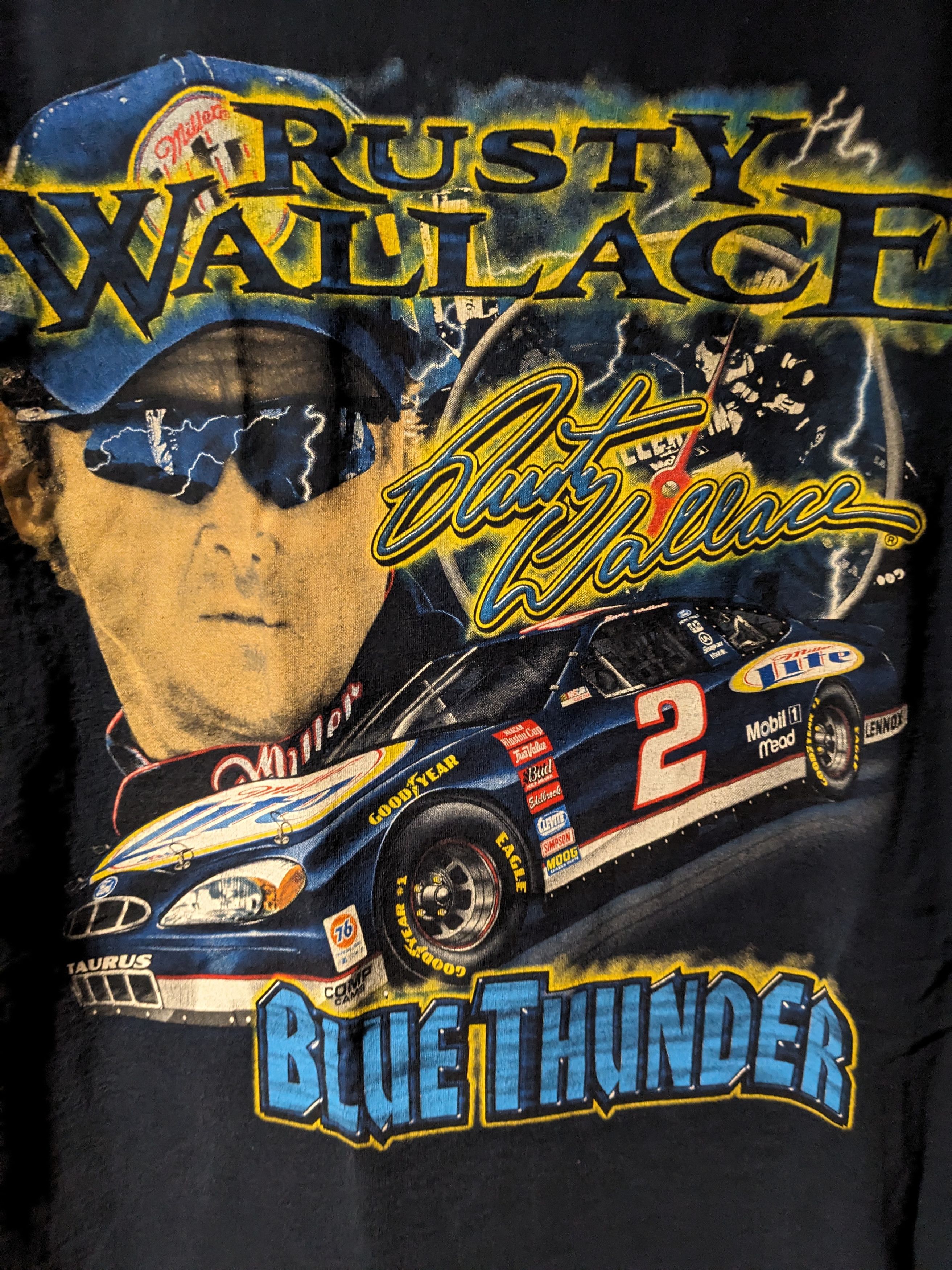 NASCAR × Vintage Vintage 90s Rusty Wallace Nascar Chase Authentic T-Shirt Size US XL / EU 56 / 4 - 2 Thumbnail