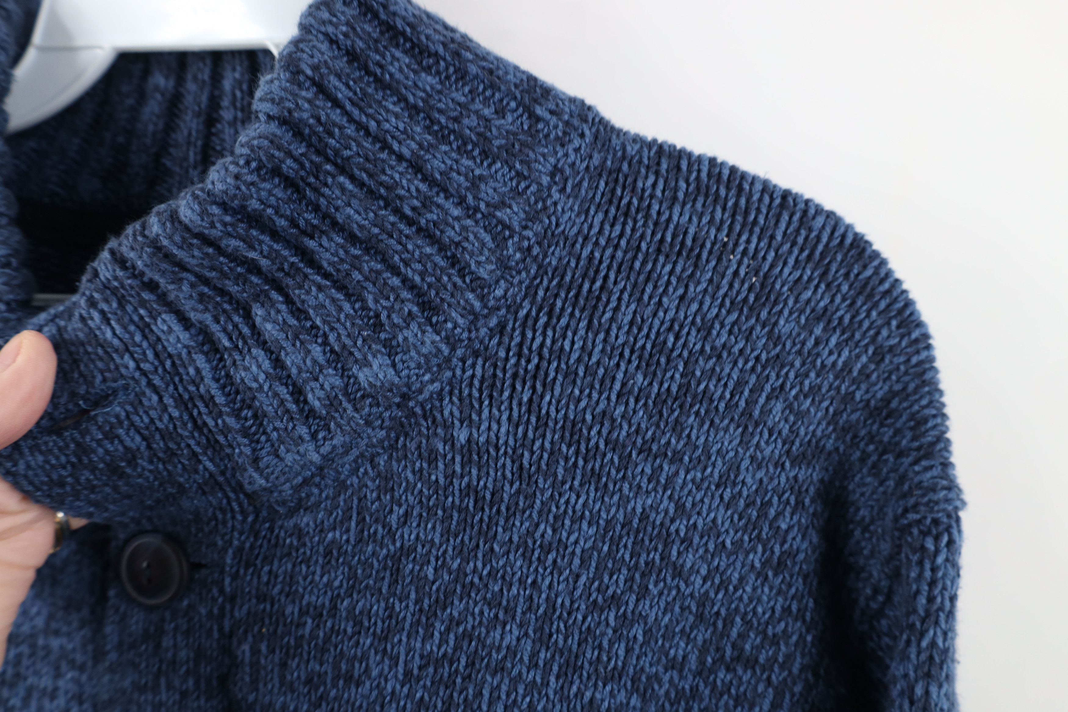 L.L. Bean Vintage LL Bean Heavyweight Cotton Knit Henley Sweater Blue Size US L / EU 52-54 / 3 - 7 Thumbnail