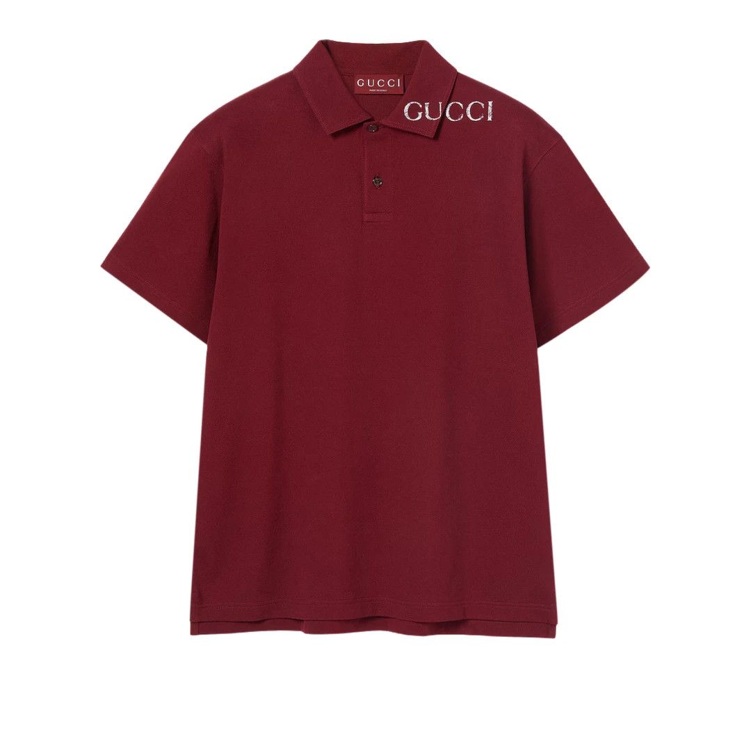 Gucci o1mt1gz0226 Cotton Polo Shirt in Burgundy Size US L / EU 52-54 / 3 - 1 Thumbnail