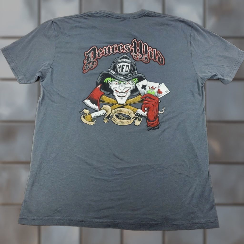 Vintage Deuces Wild MFD Station 202 Engine 202 Shirt XL Men Gray Short Sleeve Crew Neck T-Shirt Logo All Seasons Breathable Vintage No (adjust as per best) Size US XL / EU 56 / 4 - 1 Thumbnail