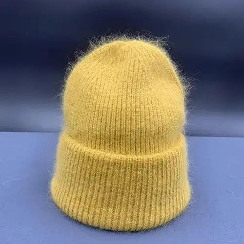 Other Warm Fluffy Rabbit Fur Knitted Beanie Hat Size ONE SIZE - 2 Thumbnail