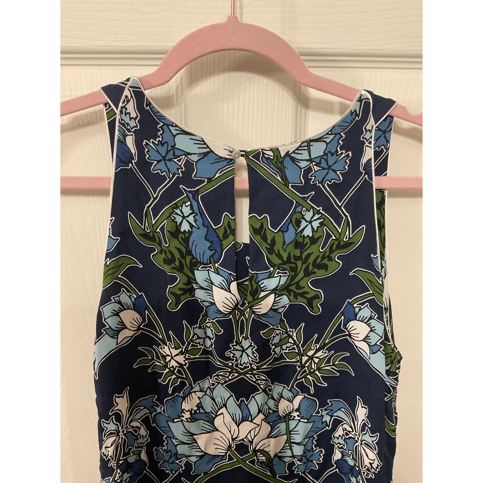 Massimo Dutti Massimo Dutti Navy Blue Botanical Floral Scoop Neck Dress, 4 Size S / US 4 / IT 40 - 12 Thumbnail