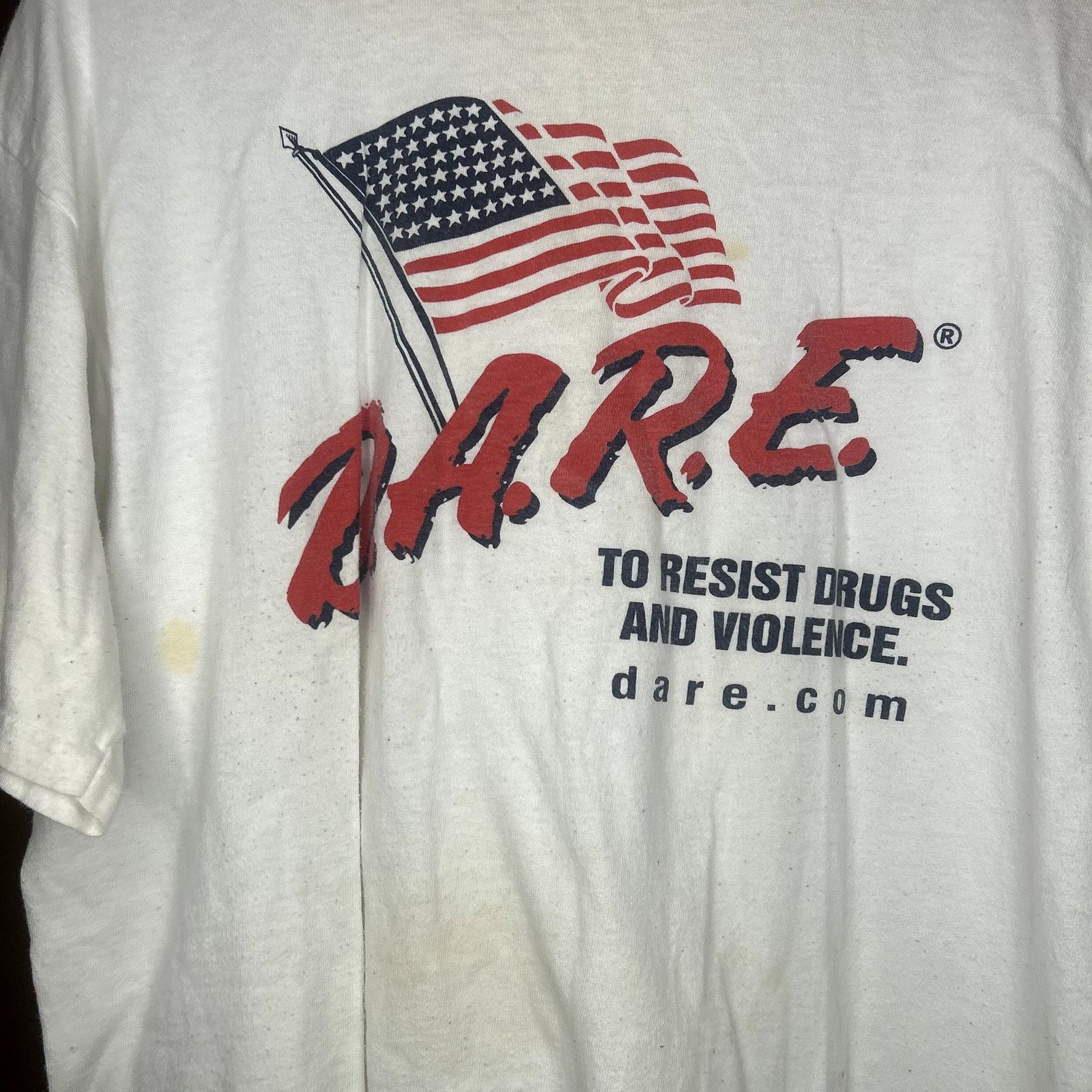 Anvil × Vintage Y2K DARE USA T-Shirt Has stains Size US XL / EU 56 / 4 - 4 Thumbnail