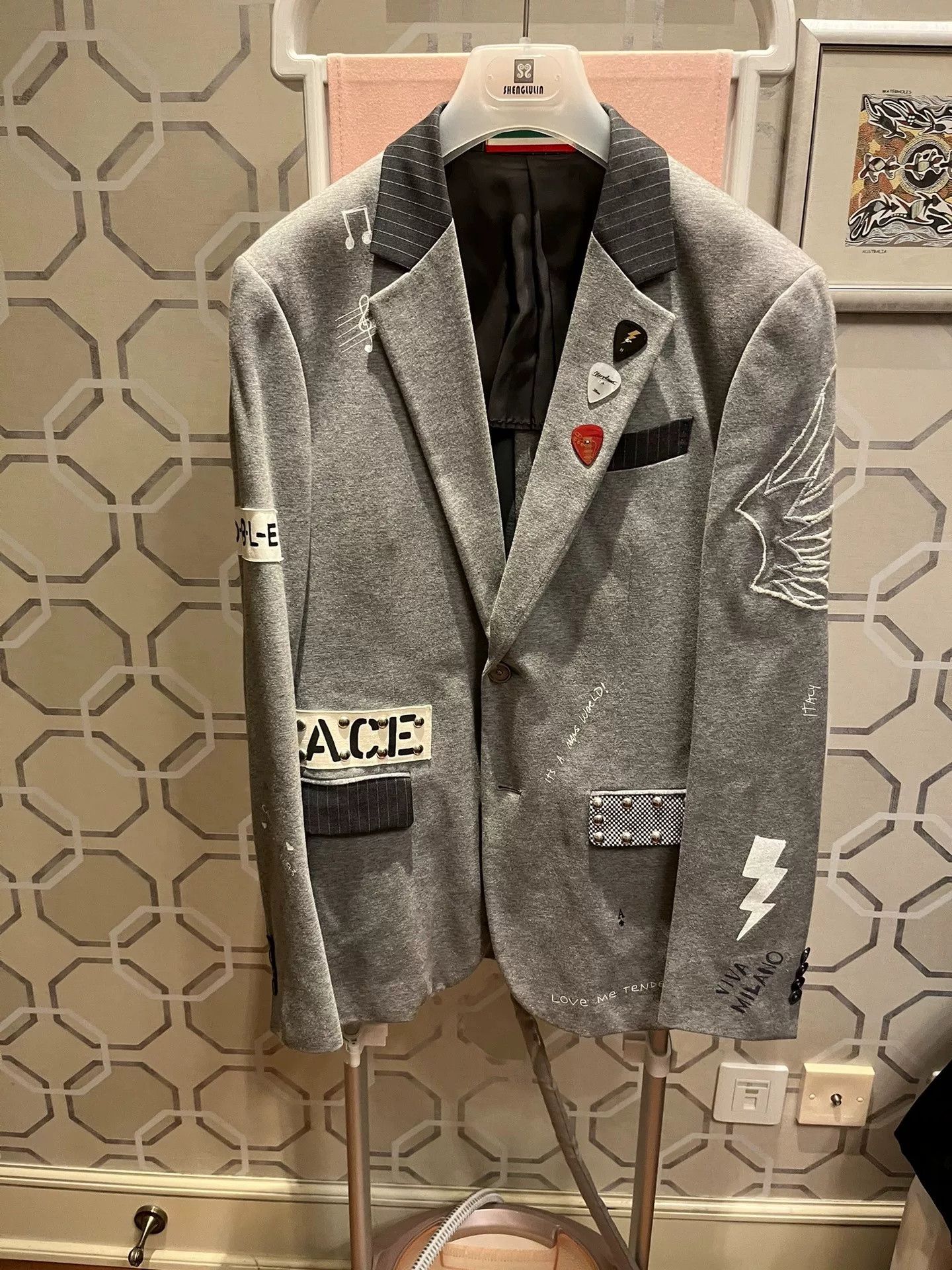 Moschino Moschino Gray Spliced Casual Blazer Size US M / EU 48-50 / 2 - 1 Thumbnail