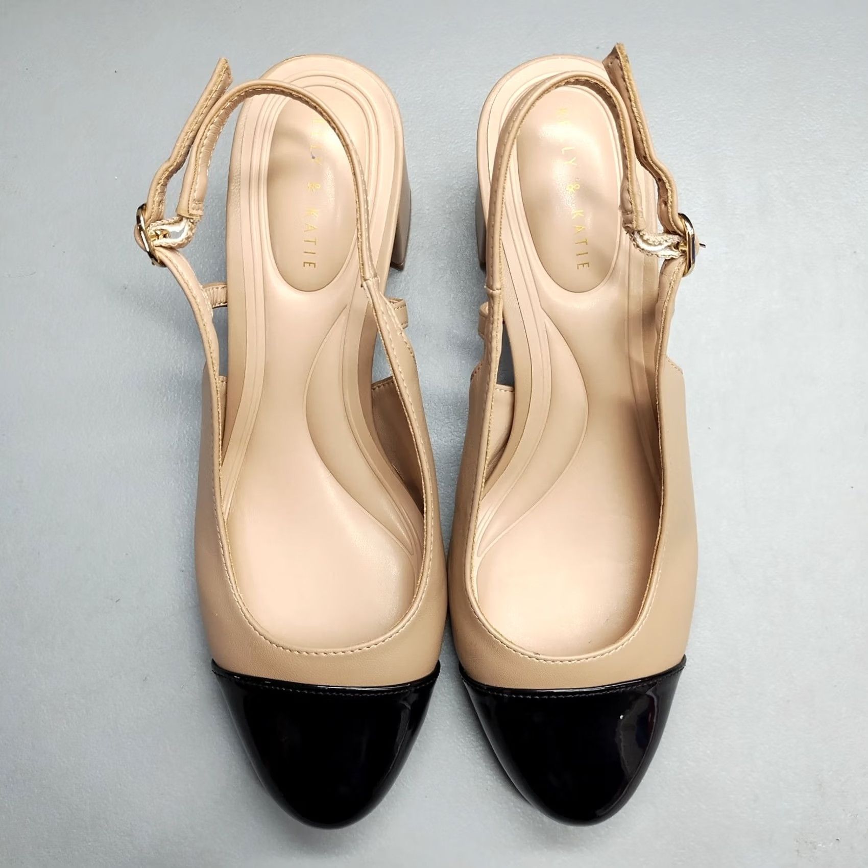 Vintage Kelly & Katie Eliana Slingback Pump Womens US 7M Brown & Black Ankle Buckle Strap SlIp On Heel Size US 7 / IT 37 - 6 Thumbnail