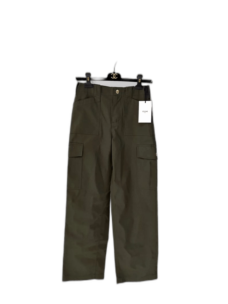 Celine Celine Green Utility Pants with Gold Button Size 32" / US 10 / IT 46 - 1 Thumbnail