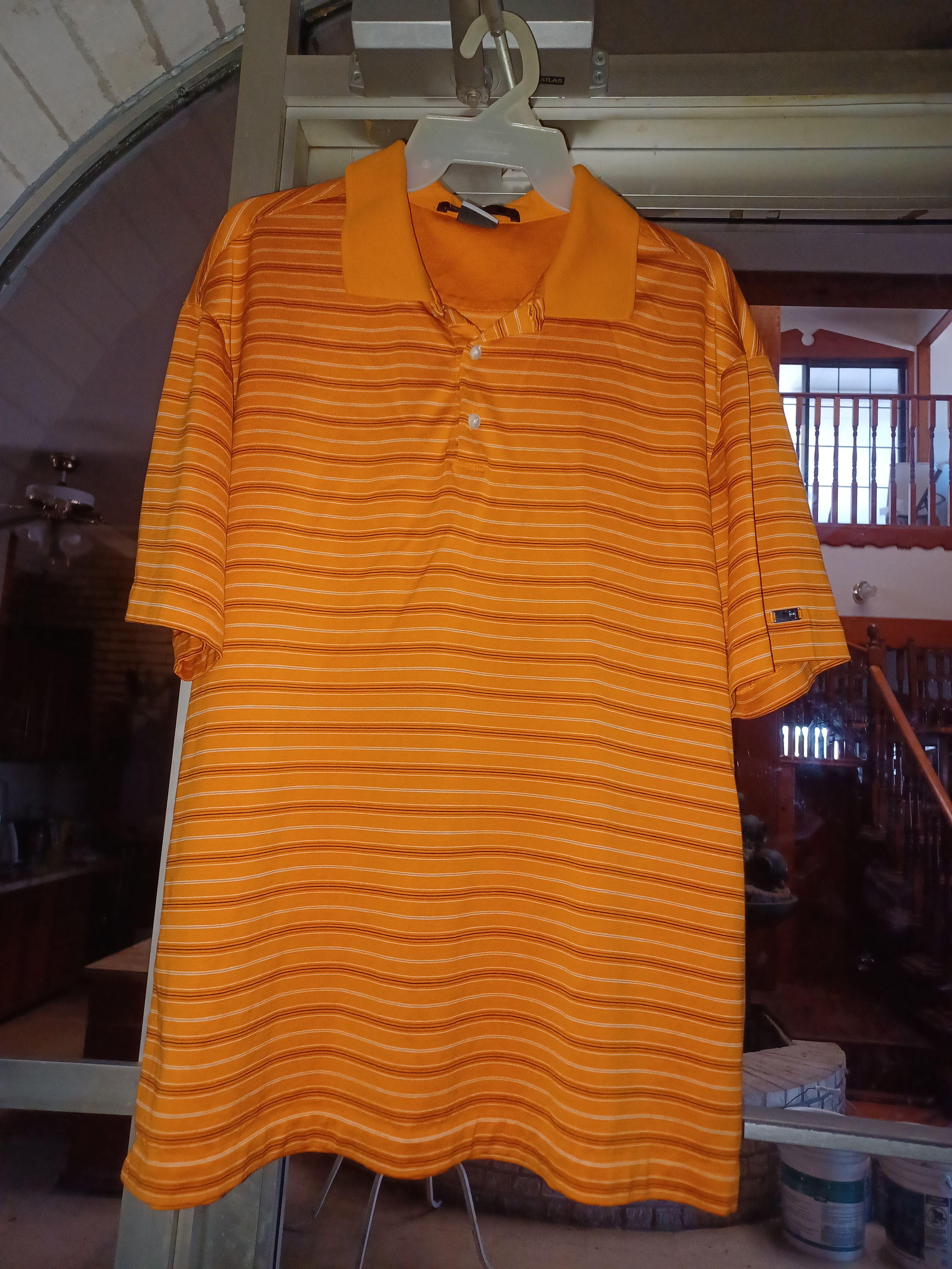 Other Tiger Woods Men's Polo Shirt Large Orange Stripes Size US L / EU 52-54 / 3 - 1 Thumbnail