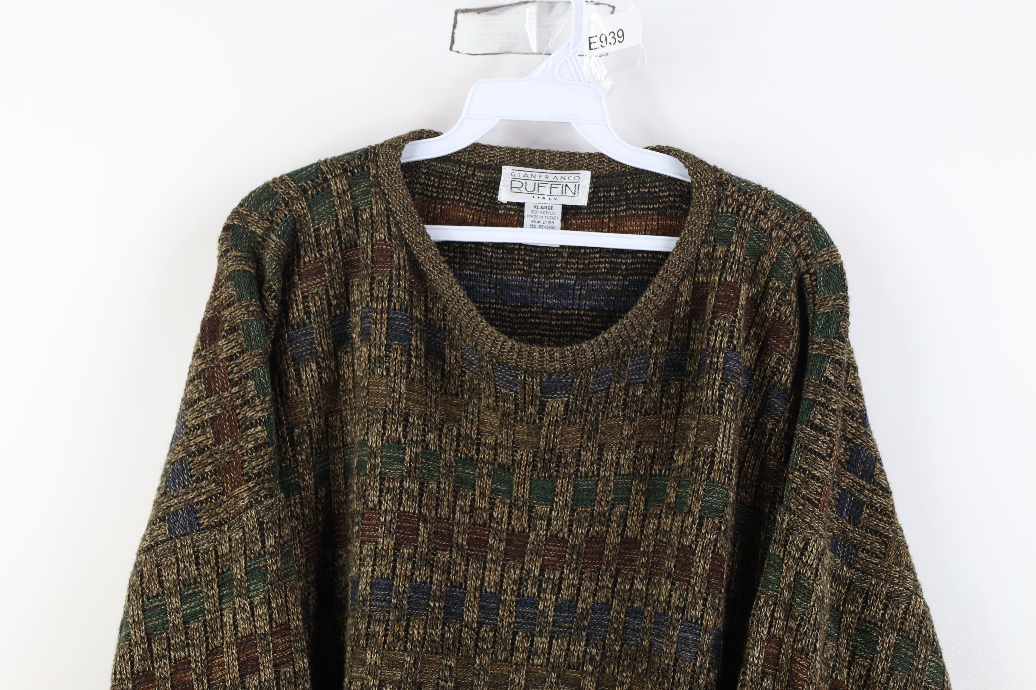 Vintage Vintage 90s Coogi Style Striped Knit Sweater Earth Tone Size US XL / EU 56 / 4 - 2 Thumbnail