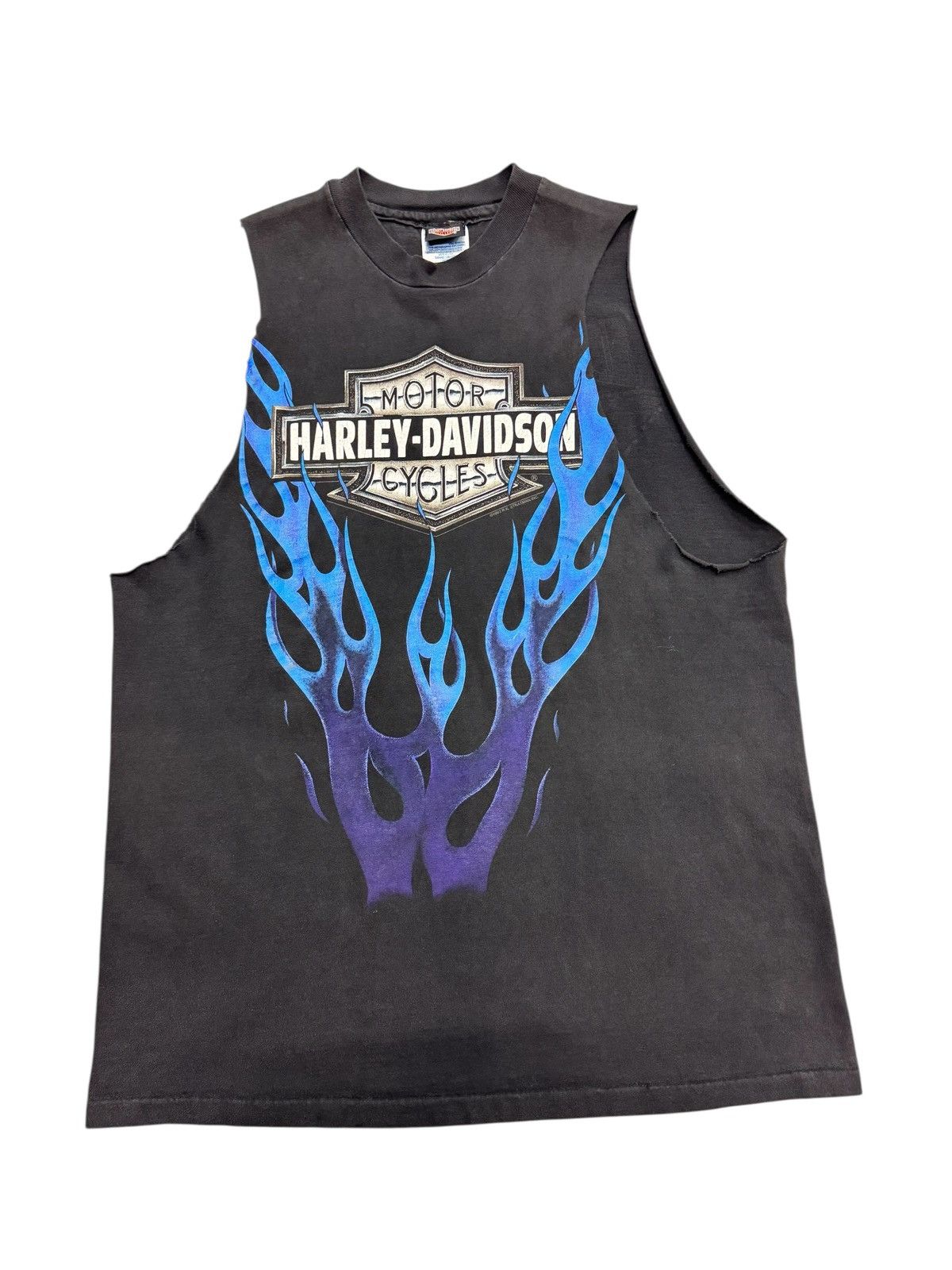 Harley Davidson Vintage 1994 Harley Davidson Flame Cut Off Tee Size US L / EU 52-54 / 3 - 1 Thumbnail