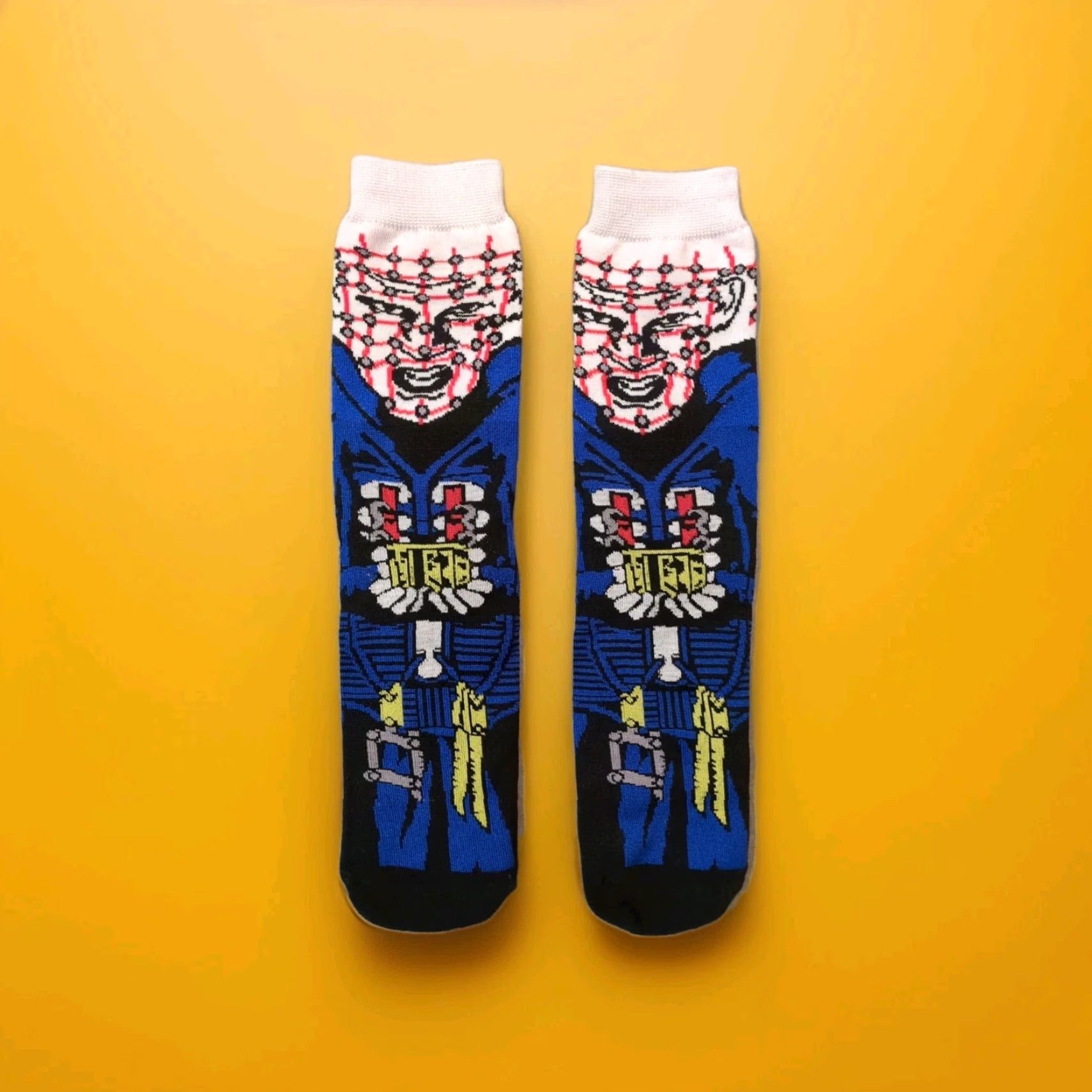 Vintage Hellraiser Pinhead Character Themed 360 Crew Socks Blue Fun Horror One Size Size ONE SIZE - 2 Thumbnail