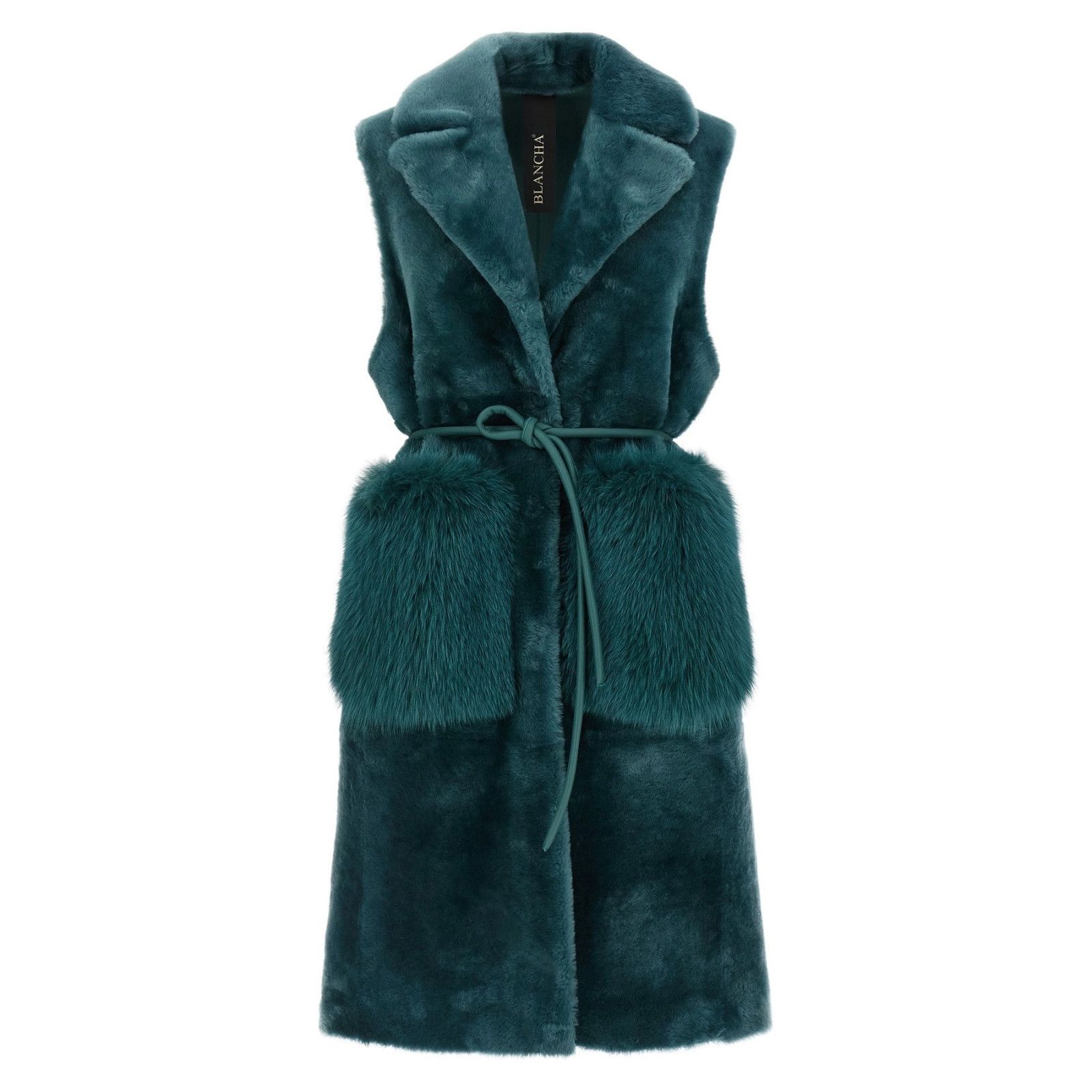 BLANCHA Green Merino Fur Vest New & Authentic (Women's size: