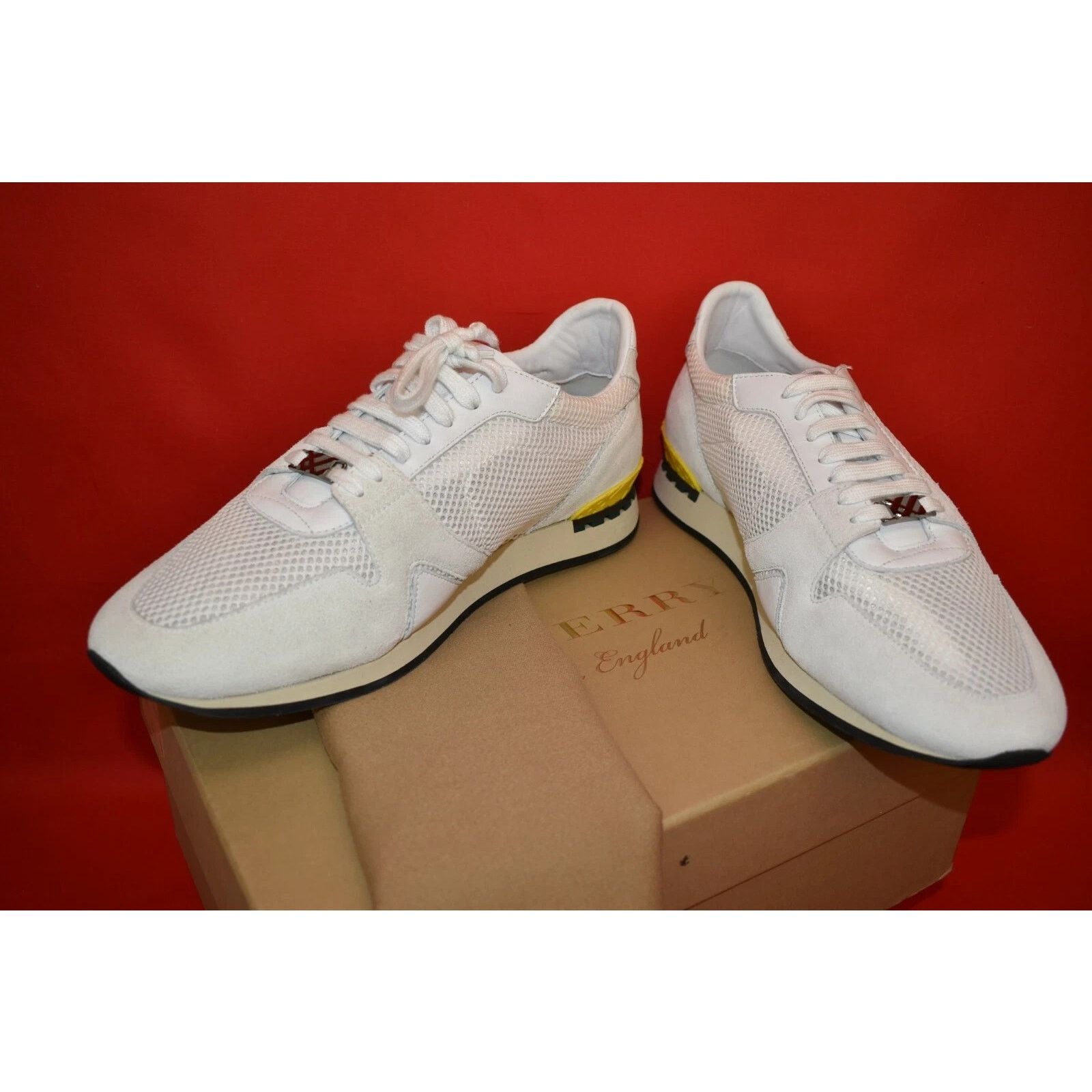Burberry BURBERRY THE FIELD WHITE MESH SUEDE LOGO SNEAKERS 44.5 ITAL Size US 11.5 / EU 44-45 - 7 Thumbnail