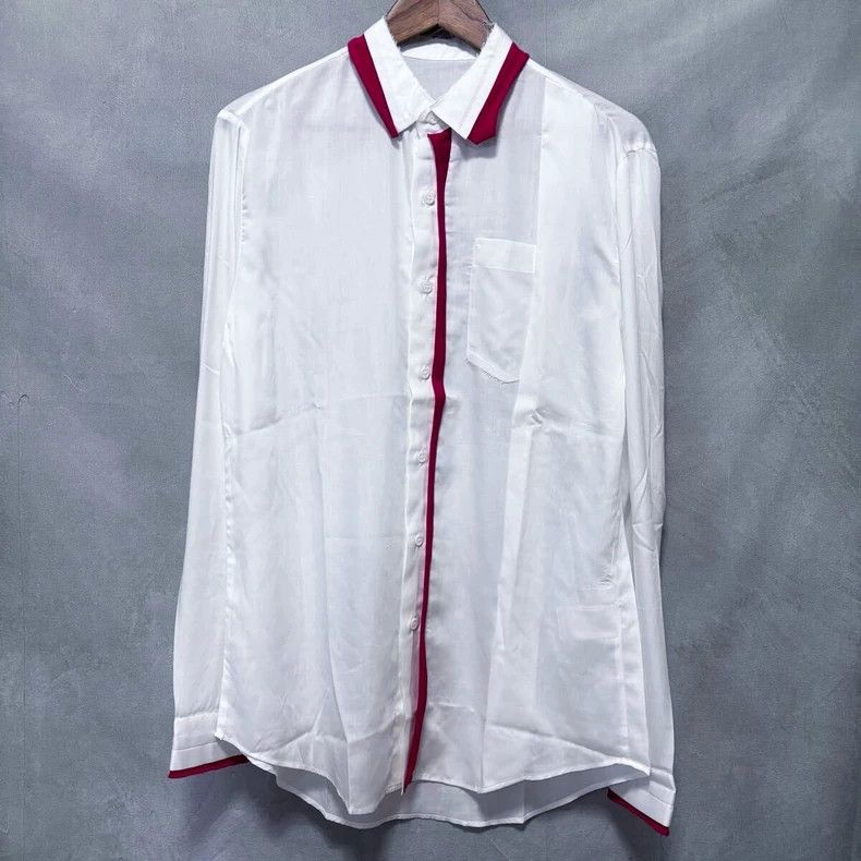 Yohji Yamamoto Yohji Yamamoto Red Trim White Silk Shirt - dmc Size US M / EU 48-50 / 2 - 1 Thumbnail