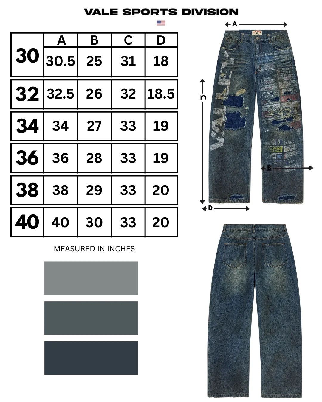 Vale Vale Forever Blue Denim Glitch Jeans Distressed Valley Size US 30 / EU 46 - 16 Thumbnail