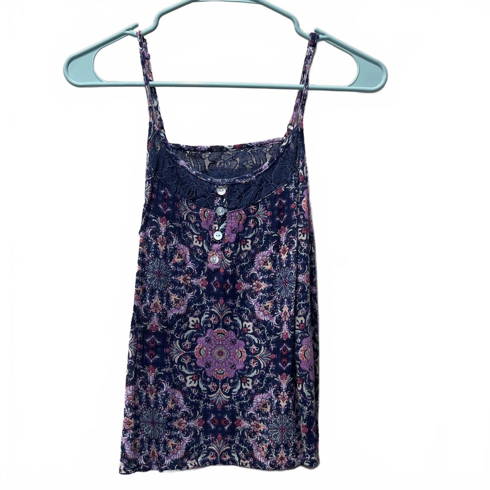 Other Wet Seal Women's Rayon Floral Print Tank Top with Lace Accen Size M / US 6-8 / IT 42-44 - 1 Thumbnail