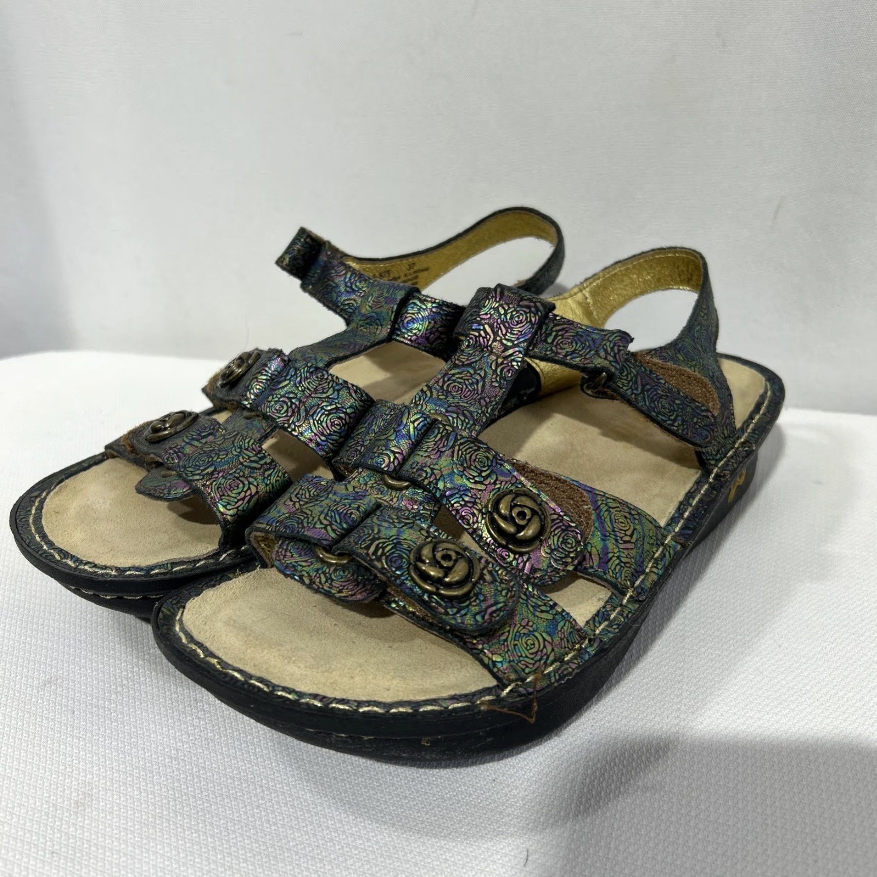 Vintage Alegria Kleo Gladiator-Style Sandals Abalone Rose Boho Women’s Sz EU 37 Women Sandal Strappy Leather Rubber Wedge Casual Spring Summer Modern 11M Size US 7 / IT 37 - 2 Thumbnail