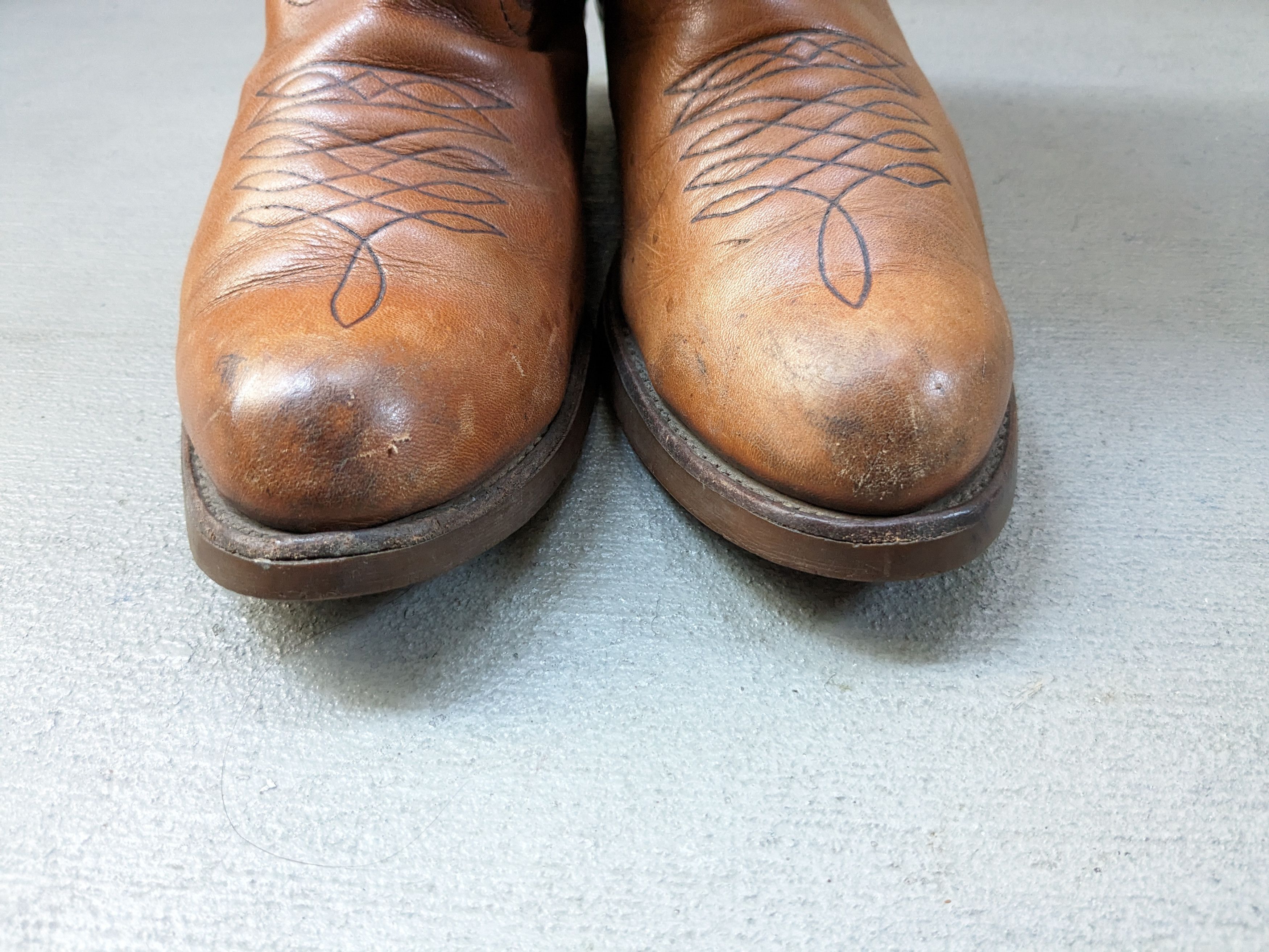 Genuine Leather Vintage Cowboy Boots Size 9.5 Brown Leather Western USA Size US 9.5 / EU 42-43 - 2 Thumbnail