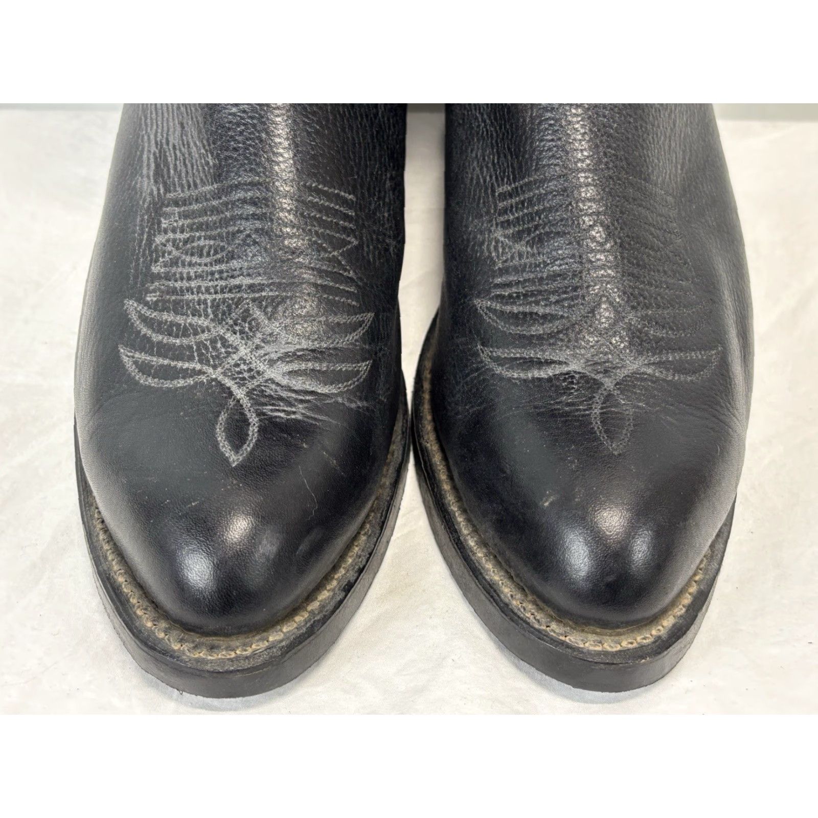 Vintage BOULET Black Leather Cowboy Boots Western 10.5 E Mid-Calf Made in Canada Mens Size US 11 / EU 44 - 7 Thumbnail