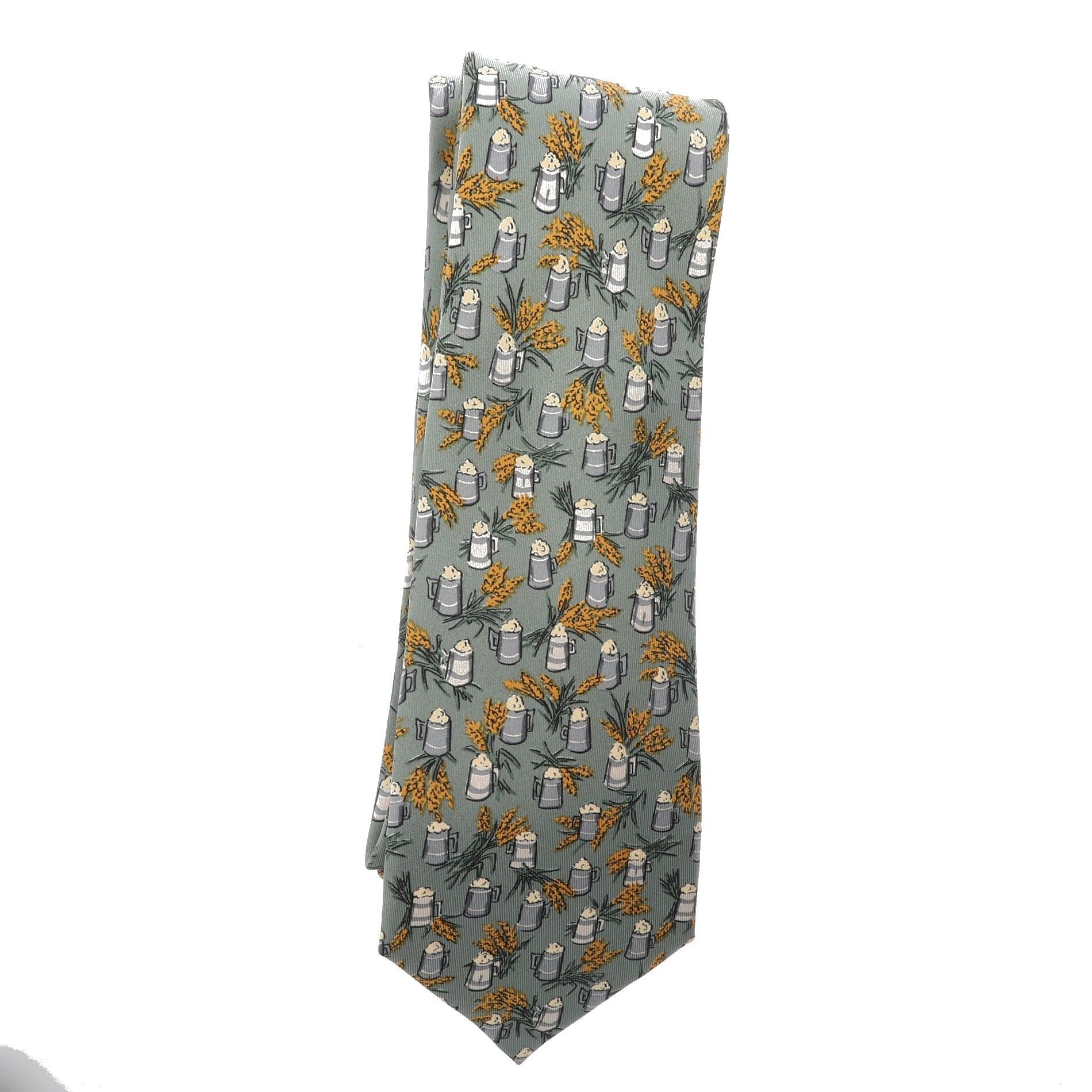 image of Hermes Tie In Grey Silk, Men's