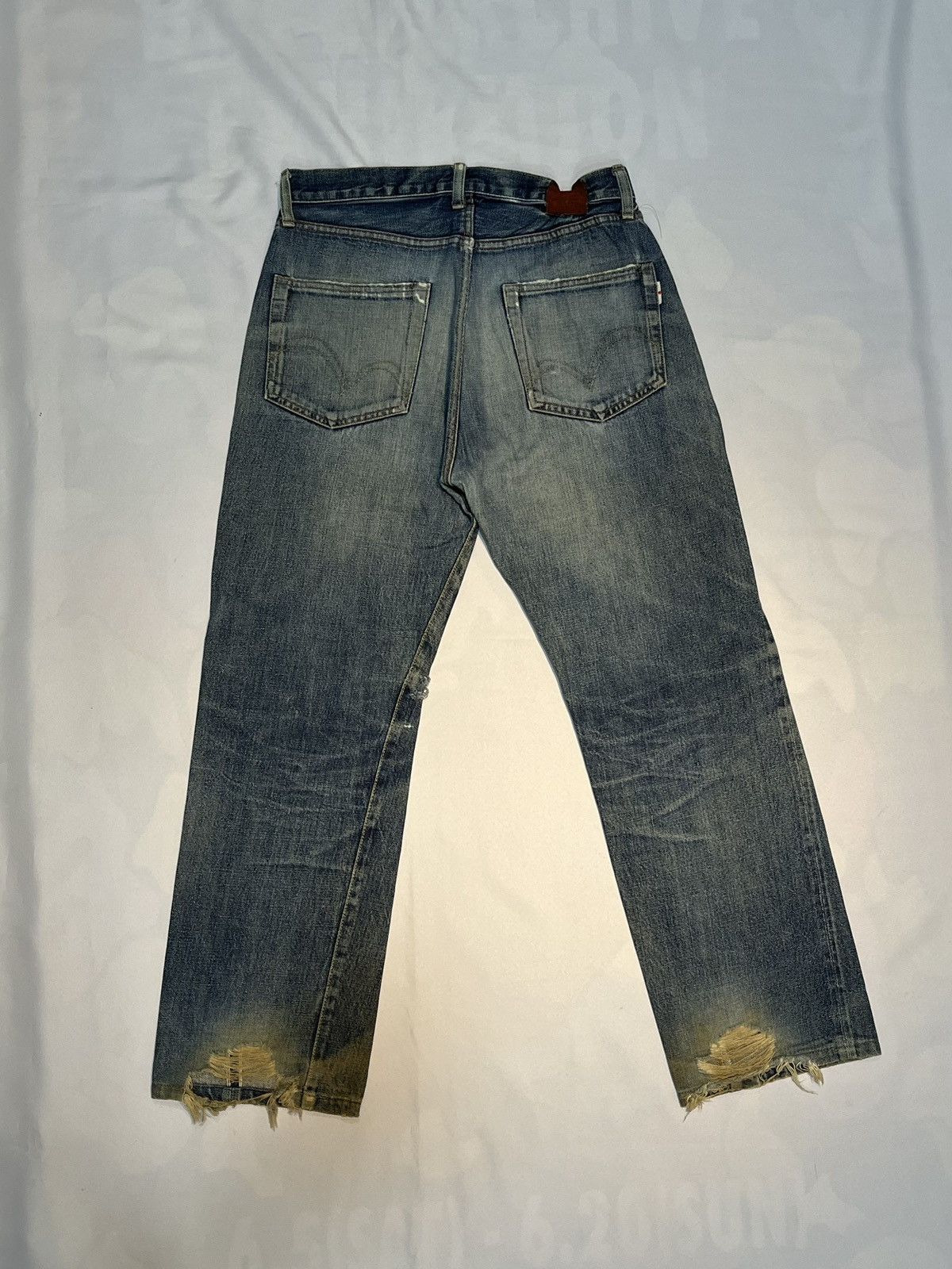 Japanese Brand Vintage Studio D’Artisan Denim Selvage Trashed Jeans Flare Size US 30 / EU 46 - 3 Thumbnail