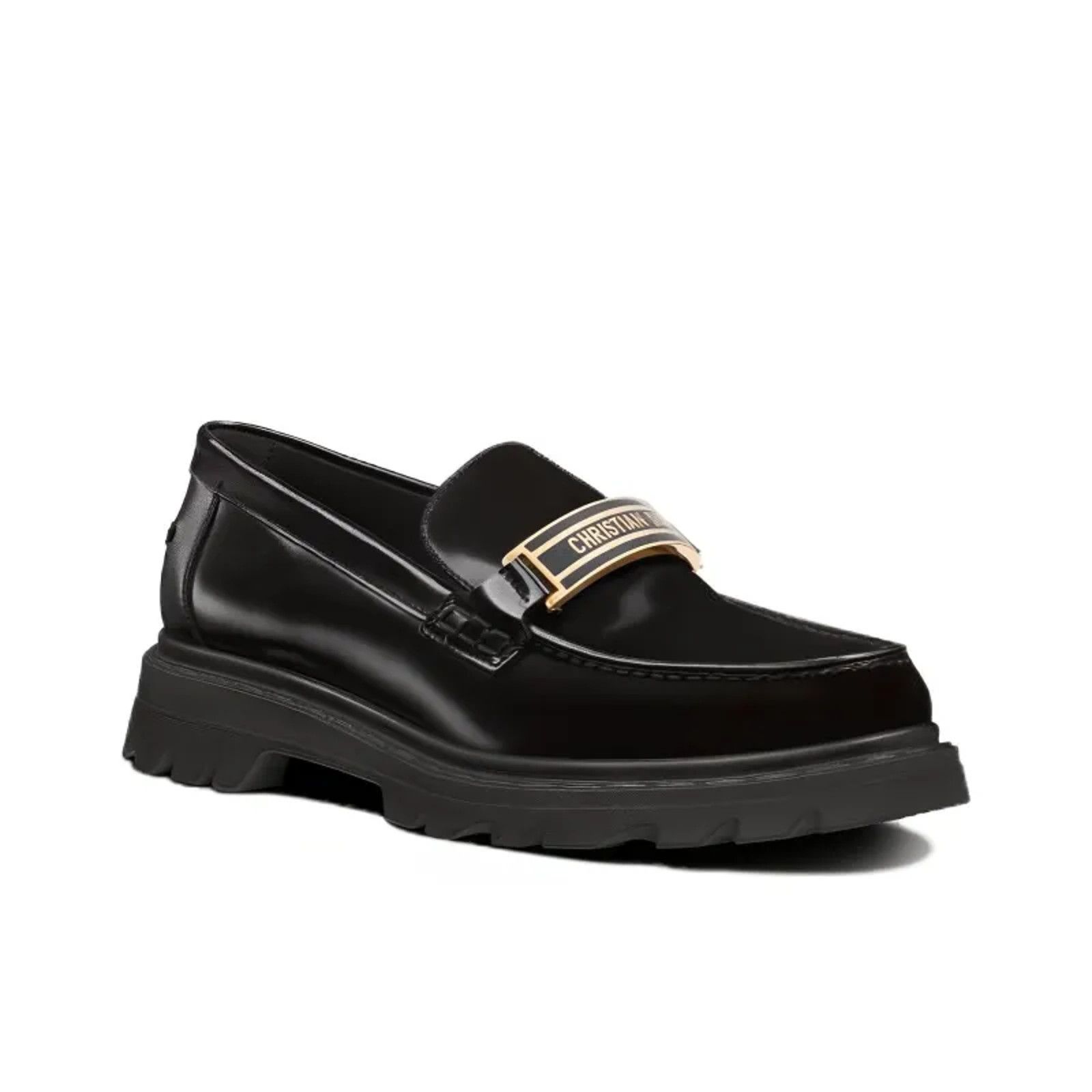 Dior Dior Code Black Brushed Calfskin Leather Gold Logo Loafer Size US 7.5 / IT 37.5 - 3 Thumbnail